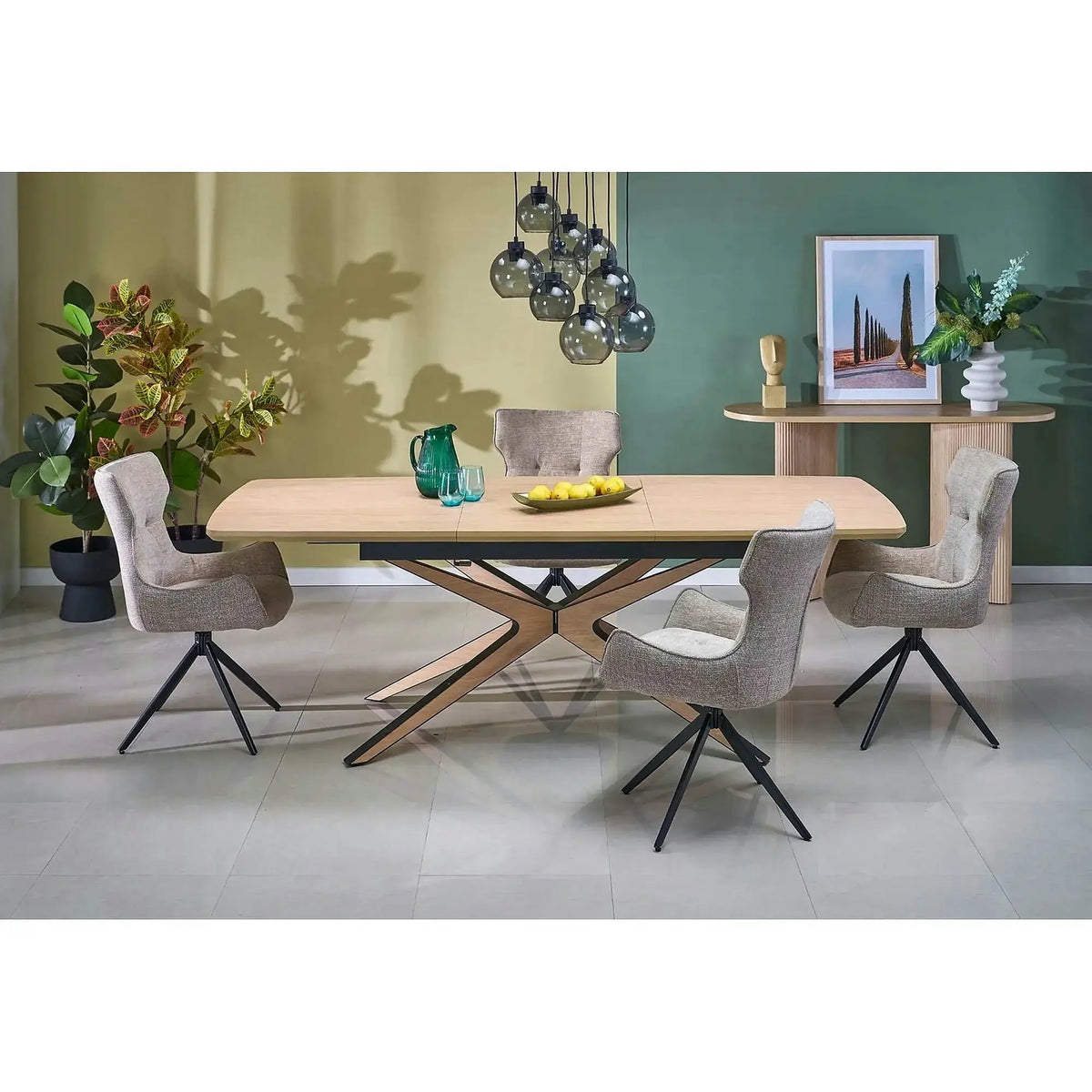 Scaun K573, bej/negru, stofa clasica/otel, 55x64x88 cm