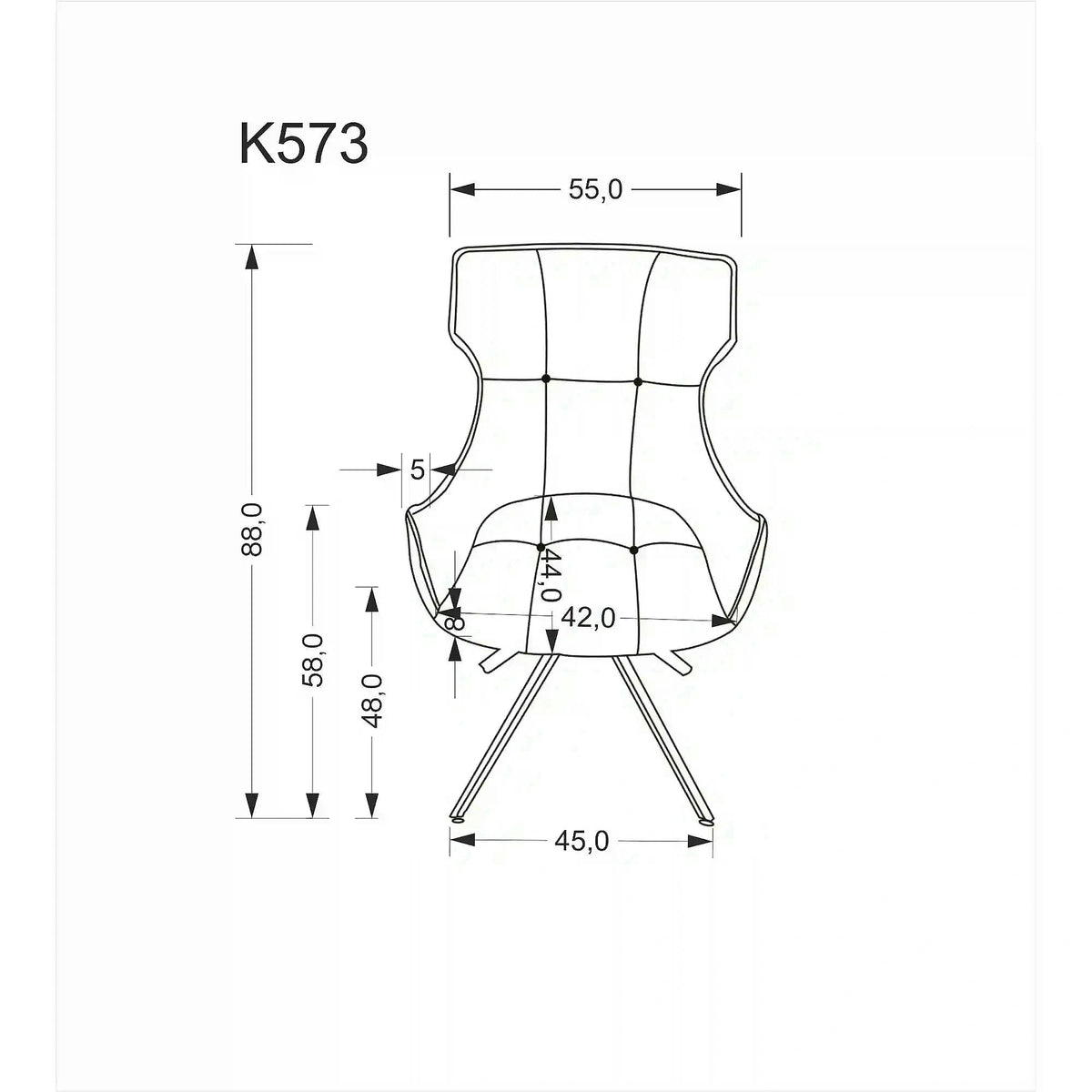 Scaun K573, bej/negru, stofa clasica/otel, 55x64x88 cm