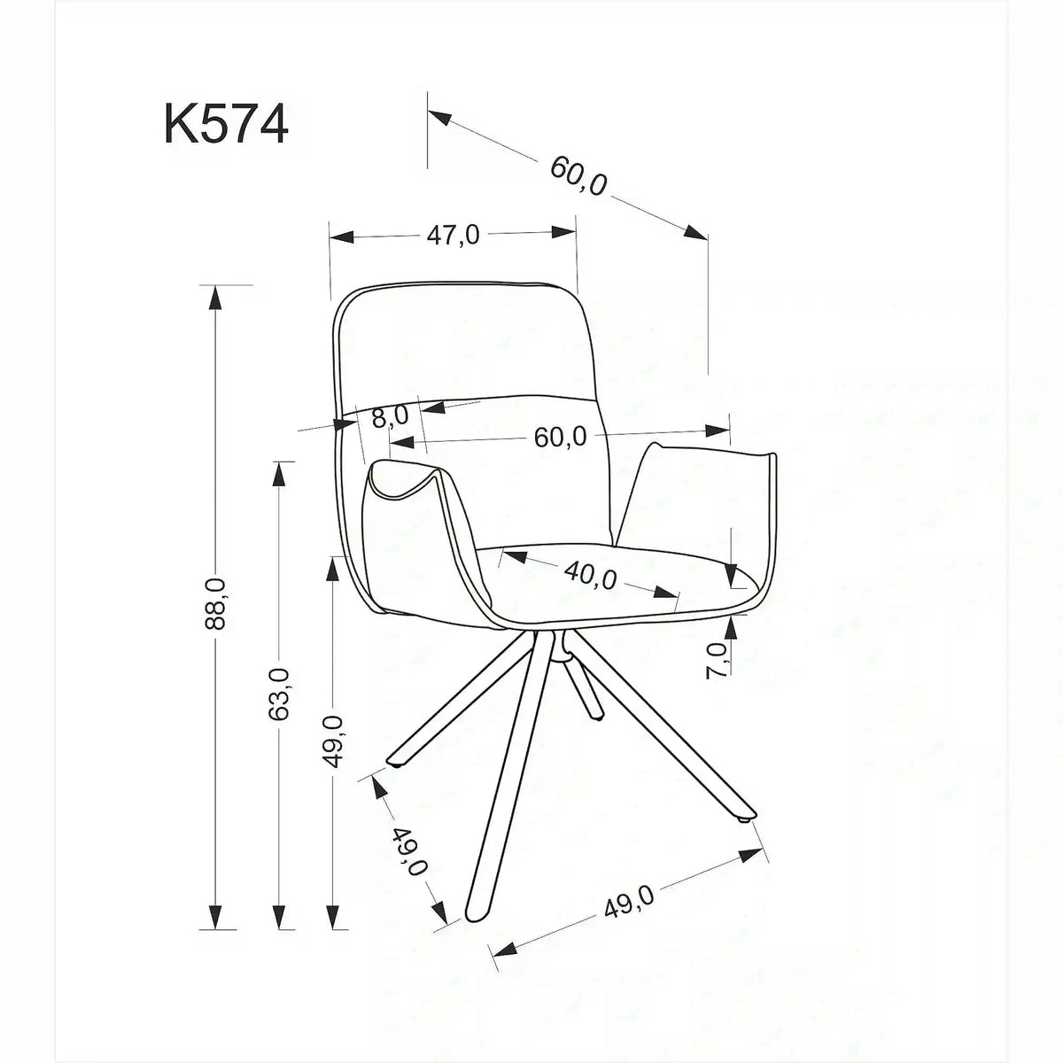 Scaun K574, bej inchis/negru, stofa catifelata/otel, 60x60x88 cm