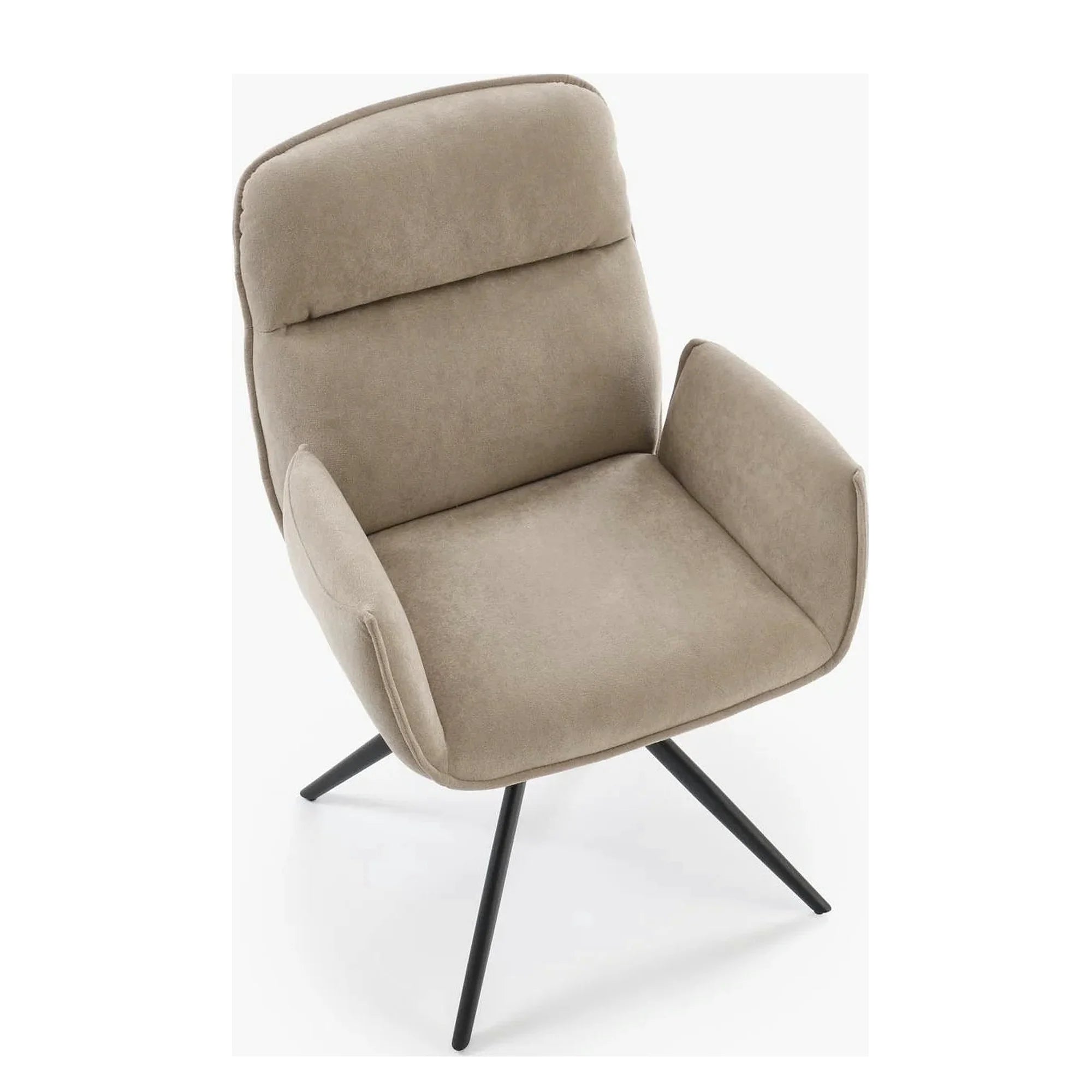 Scaun K574, bej inchis/negru, stofa catifelata/otel, 60x60x88 cm