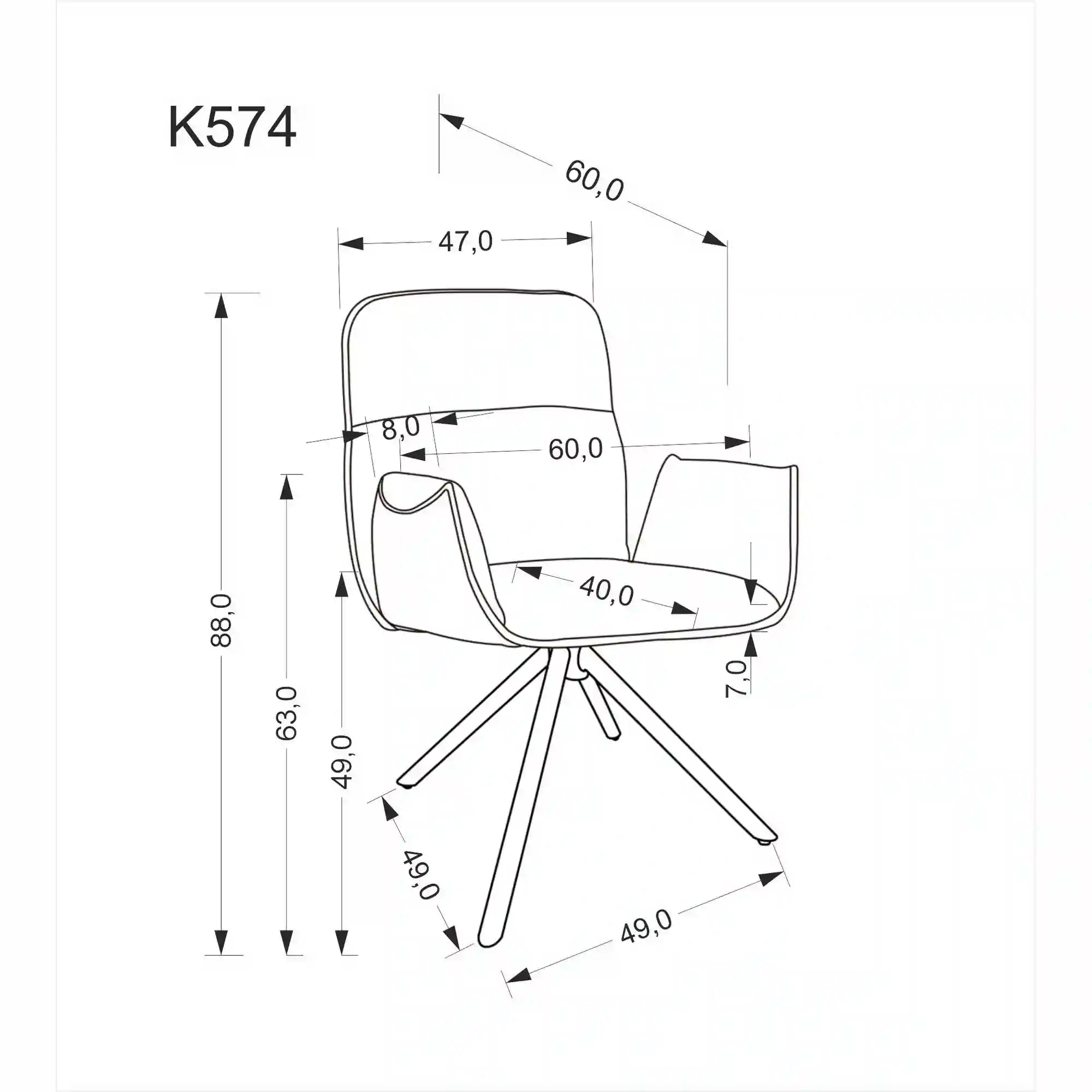 Scaun K574, bej inchis/negru, stofa catifelata/otel, 60x60x88 cm