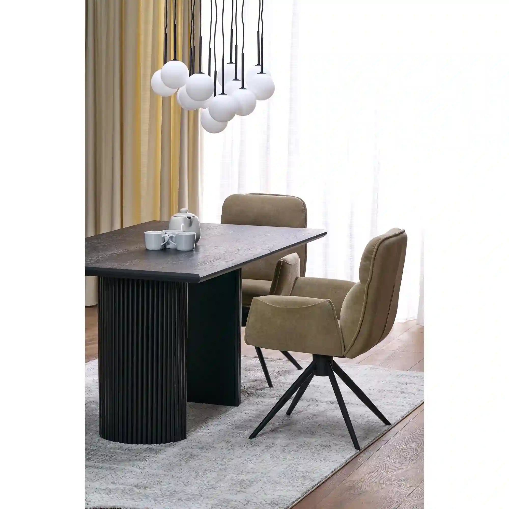 Scaun K574, bej inchis/negru, stofa catifelata/otel, 60x60x88 cm