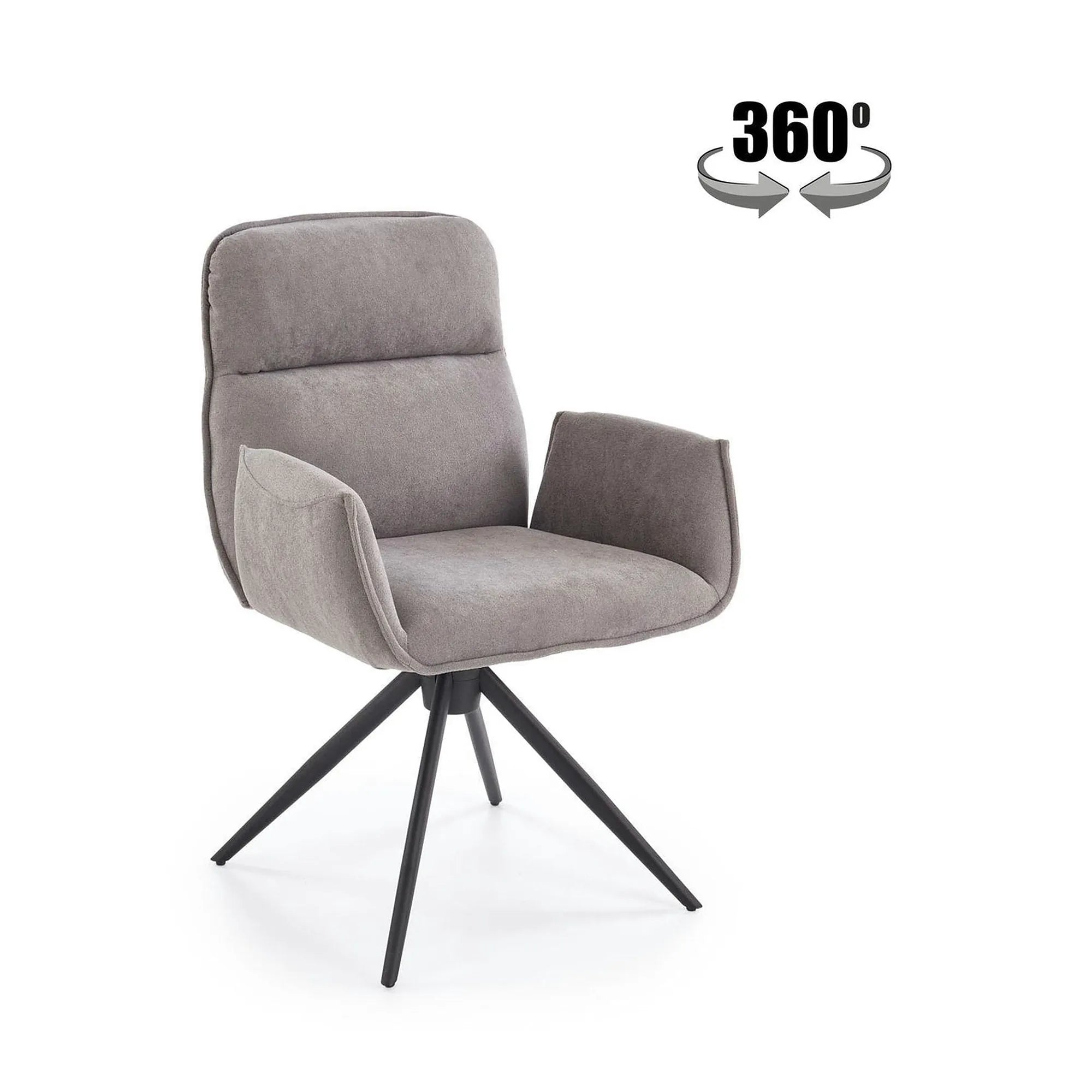 Scaun K574, gri/negru, stofa catifelata/otel, 60x60x88 cm