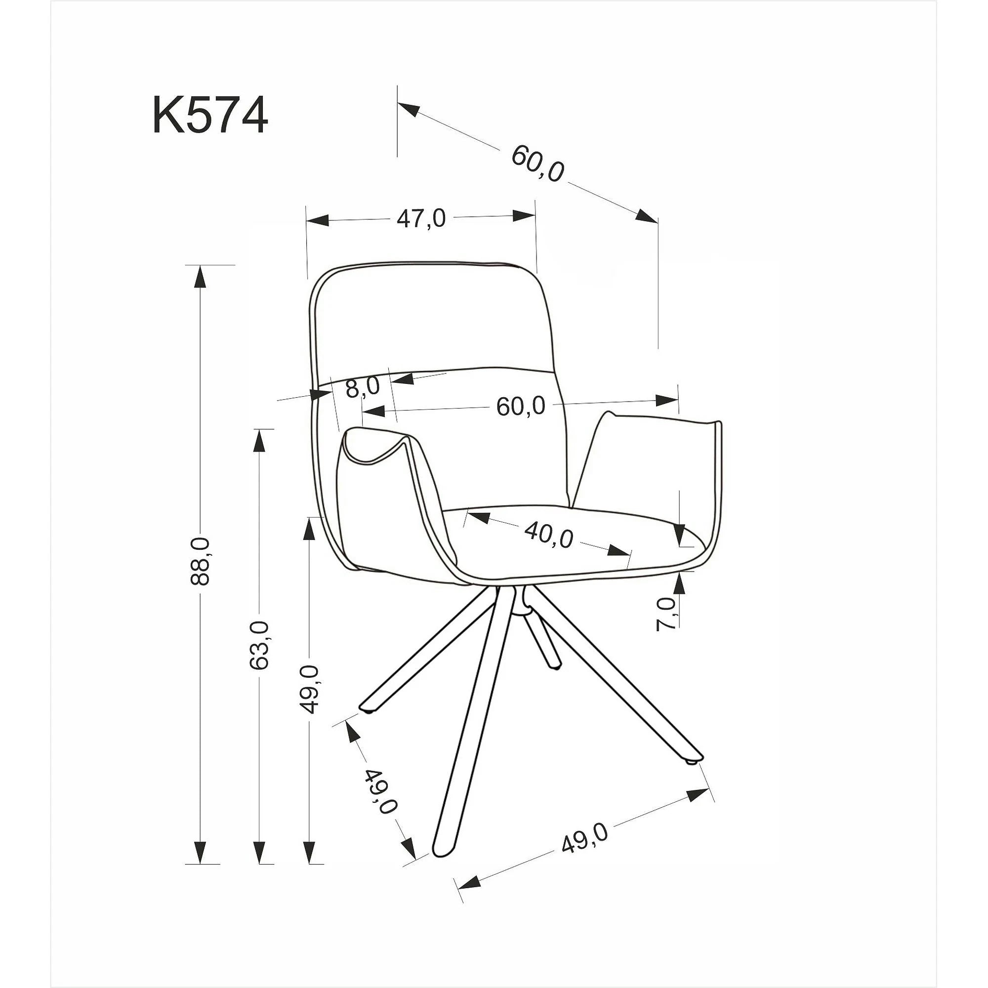 Scaun K574, gri/negru, stofa catifelata/otel, 60x60x88 cm