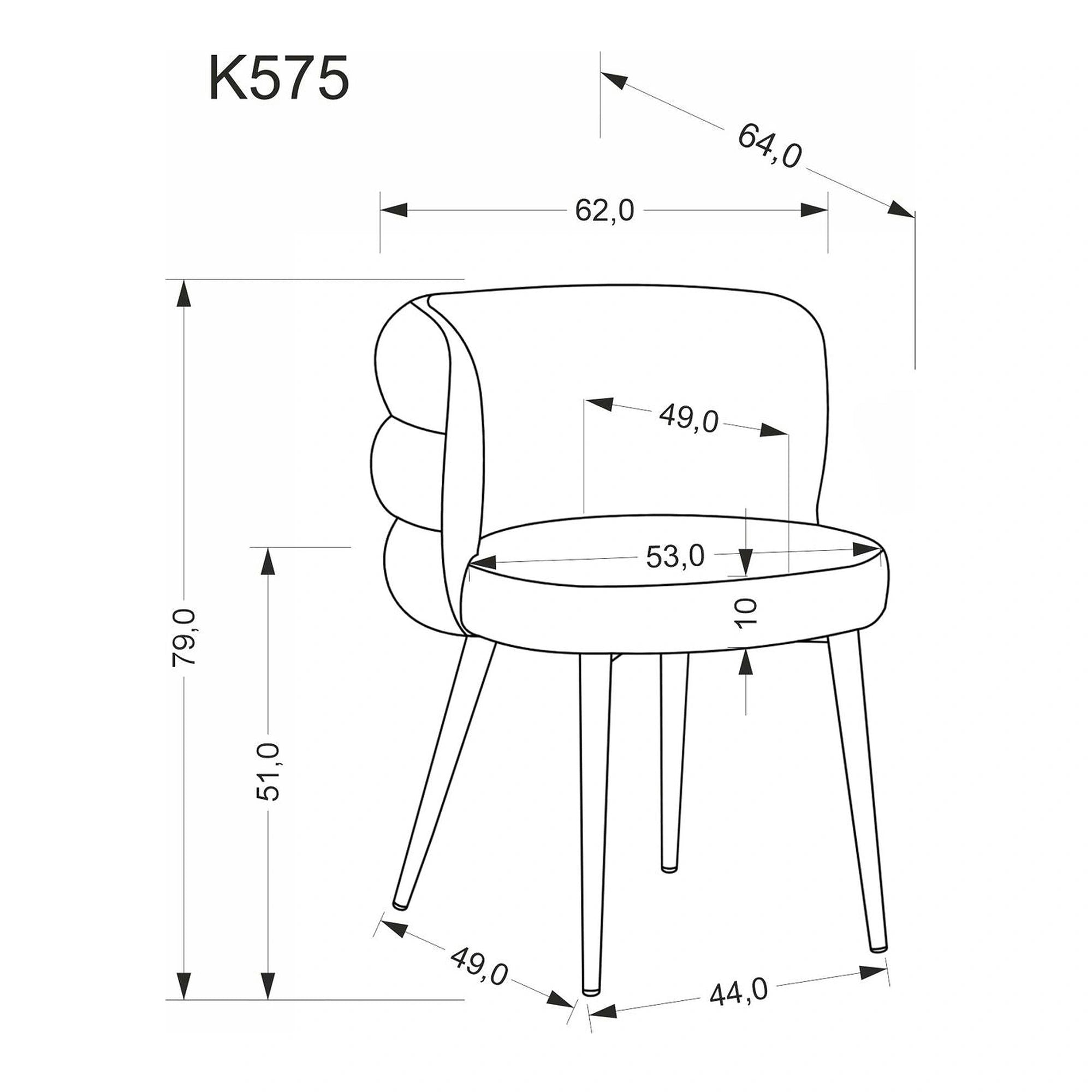 Scaun K575, verde olive - Cremona 38, stofa catifelata/otel, 62x64x79 cm