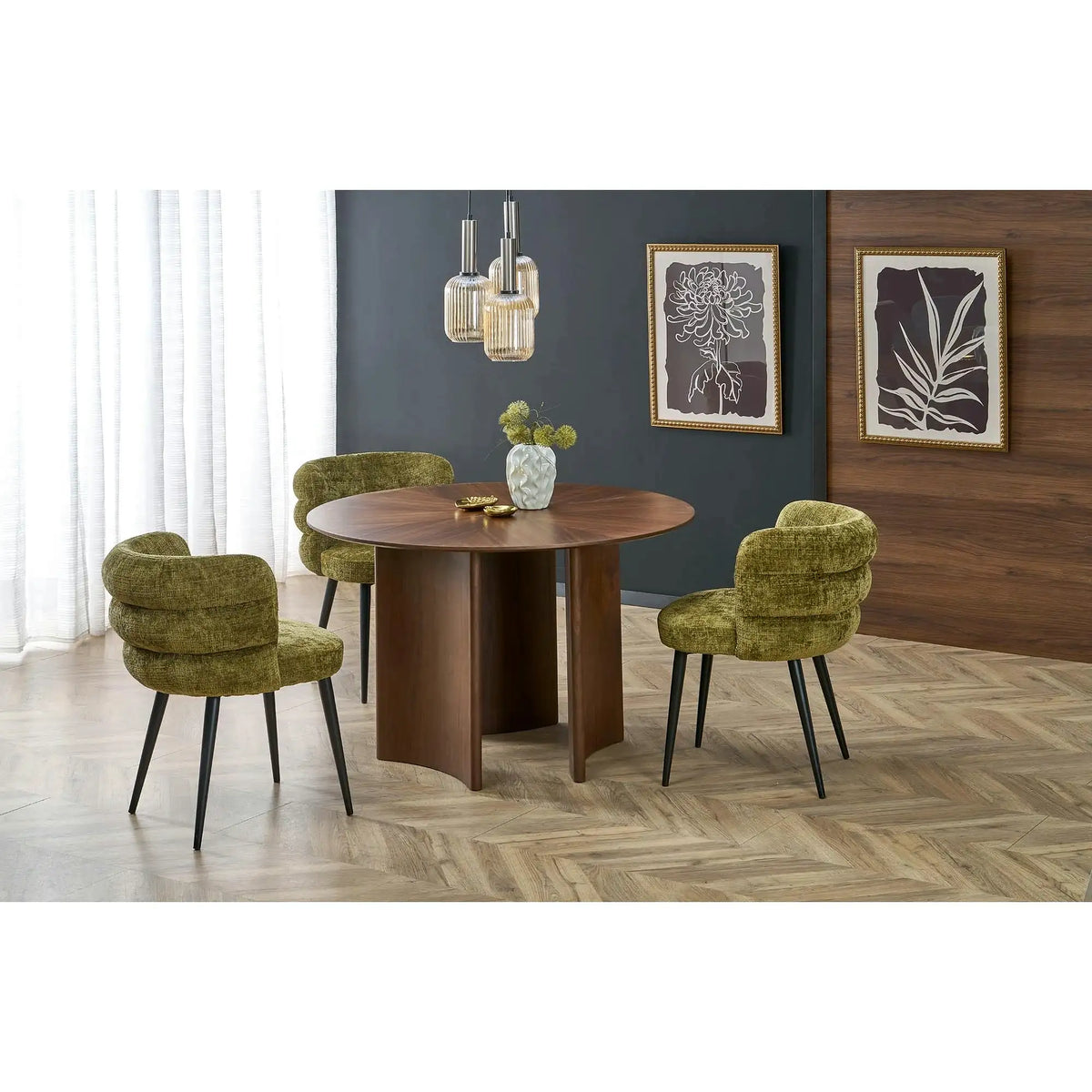 Scaun K575, verde olive - Cremona 38, stofa catifelata/otel, 62x64x79 cm