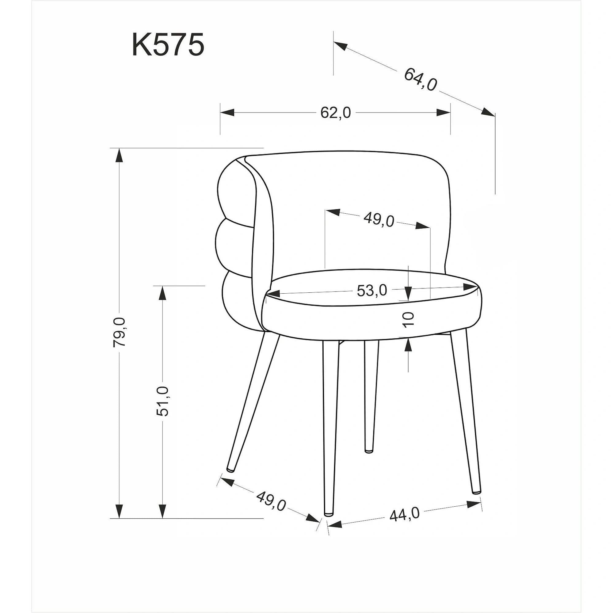 Scaun K575, verde olive - Cremona 38, stofa catifelata/otel, 62x64x79 cm