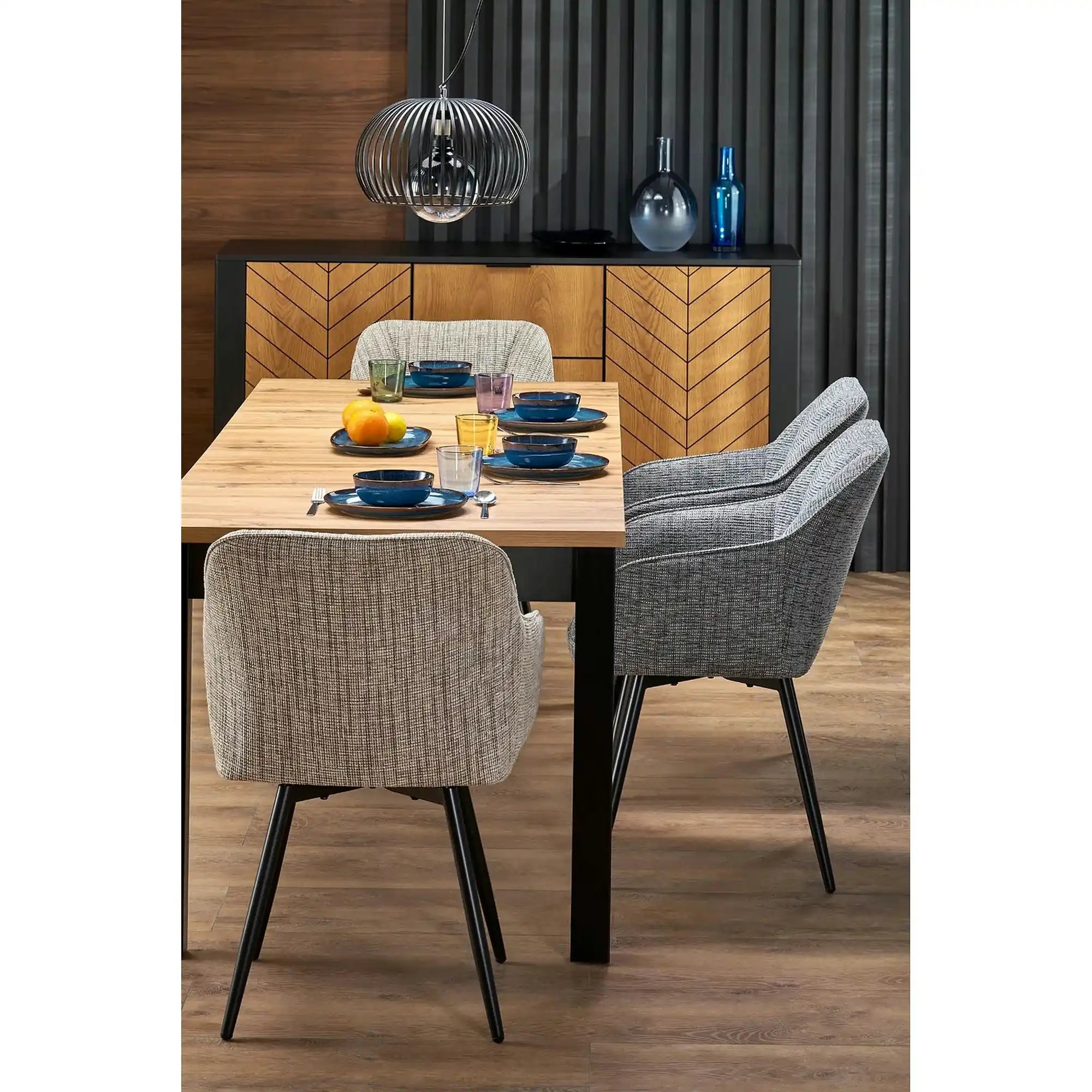 Scaun K576, gri/negru, stofa clasica/otel, 54x60x85 cm