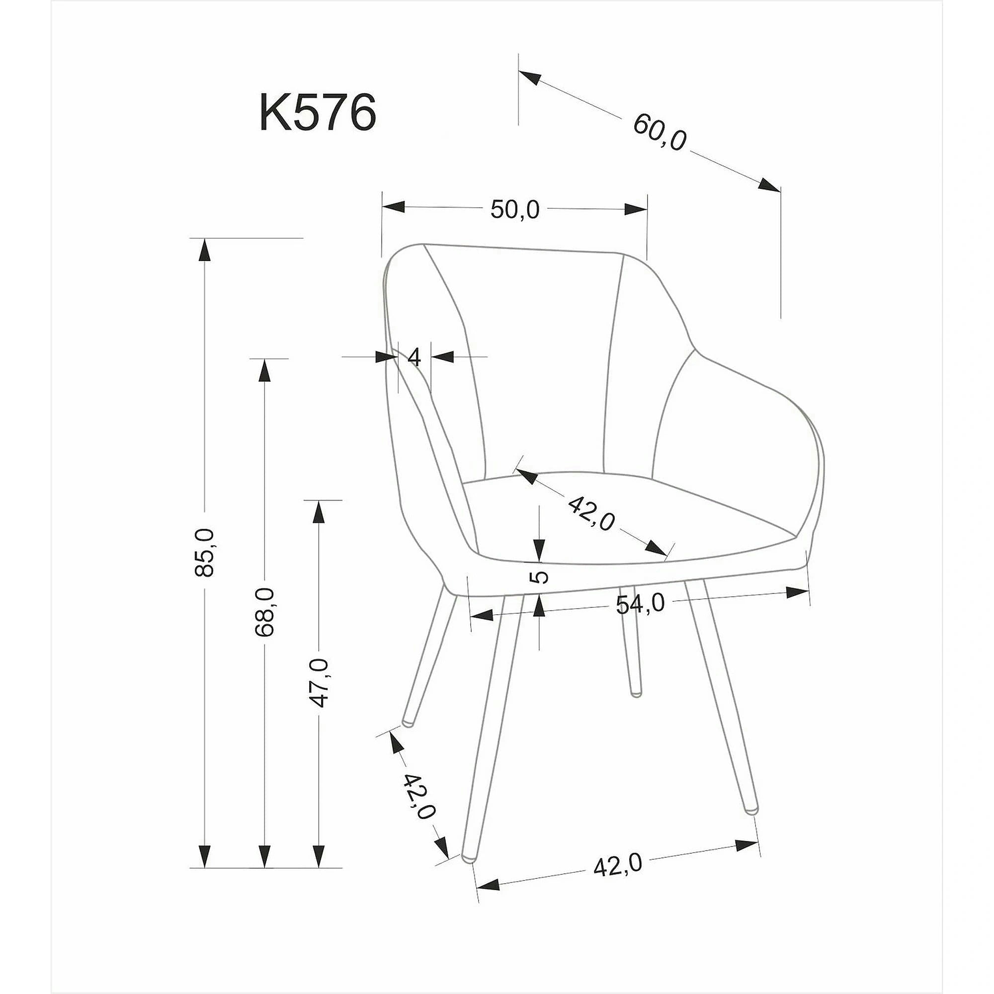 Scaun K576, gri/negru, stofa clasica/otel, 54x60x85 cm