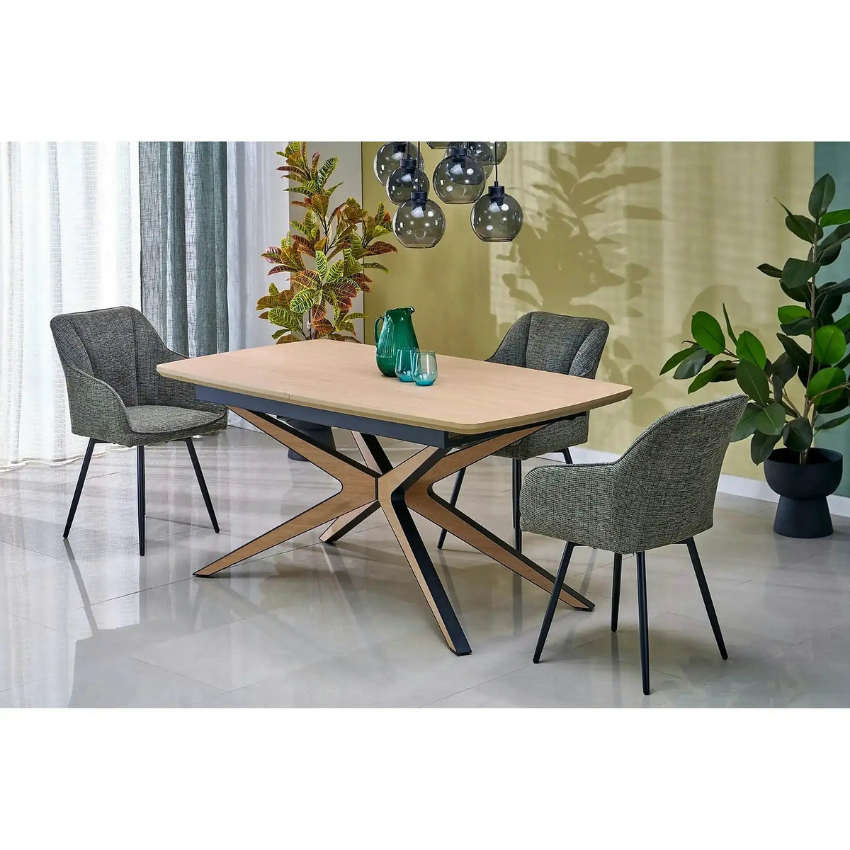Scaun K576, verde olive/negru, stofa clasica/otel, 54x60x85 cm