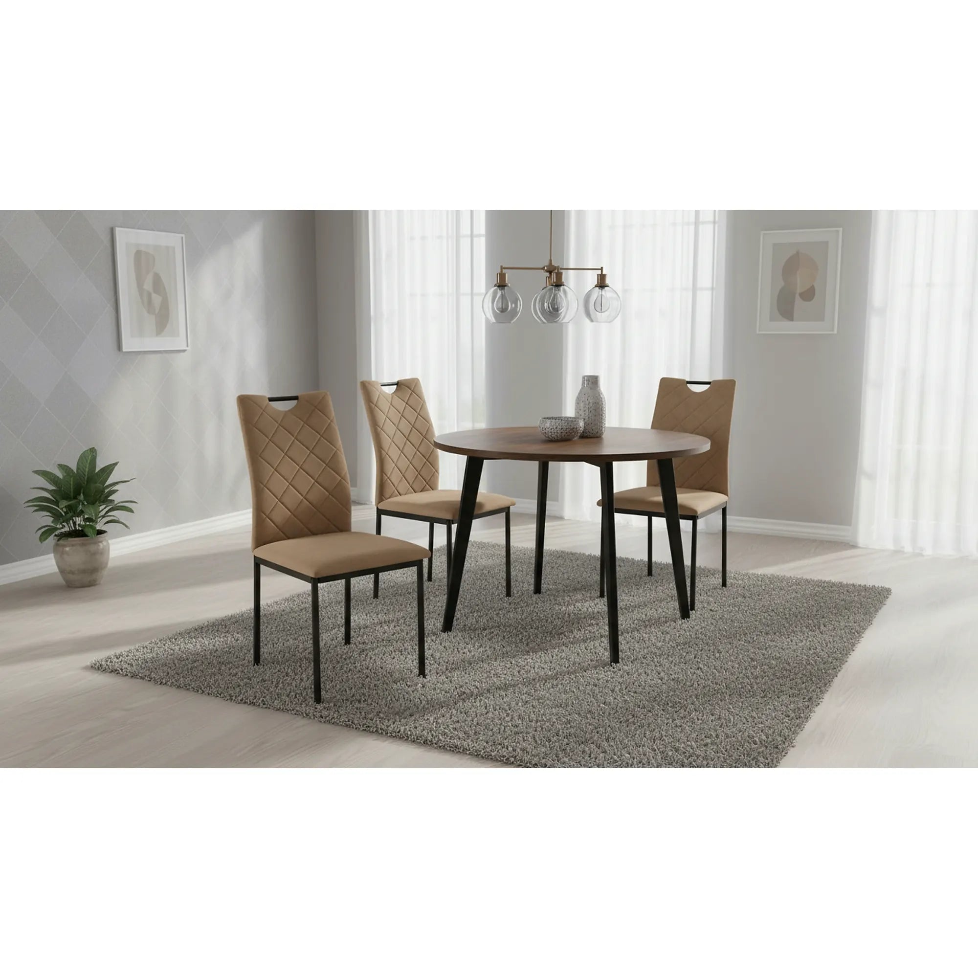Scaun K577, bej - HLR 11, stofa catifelata/otel, 43x53x93 cm