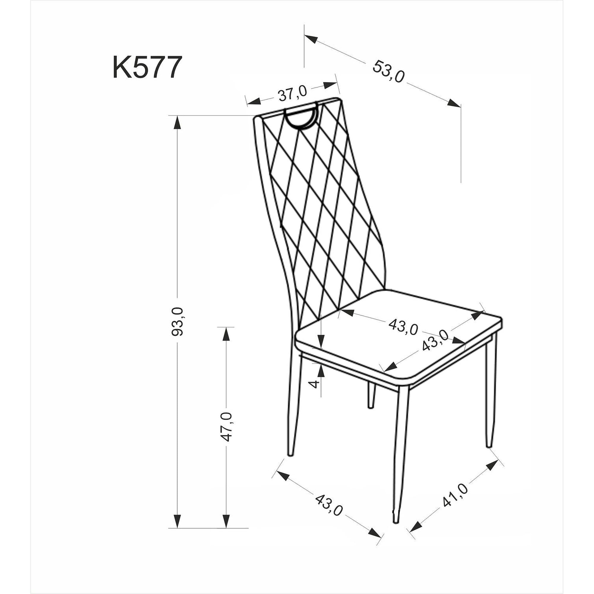 Scaun K577, gri - HLR 21, stofa catifelata/otel, 43x53x93 cm