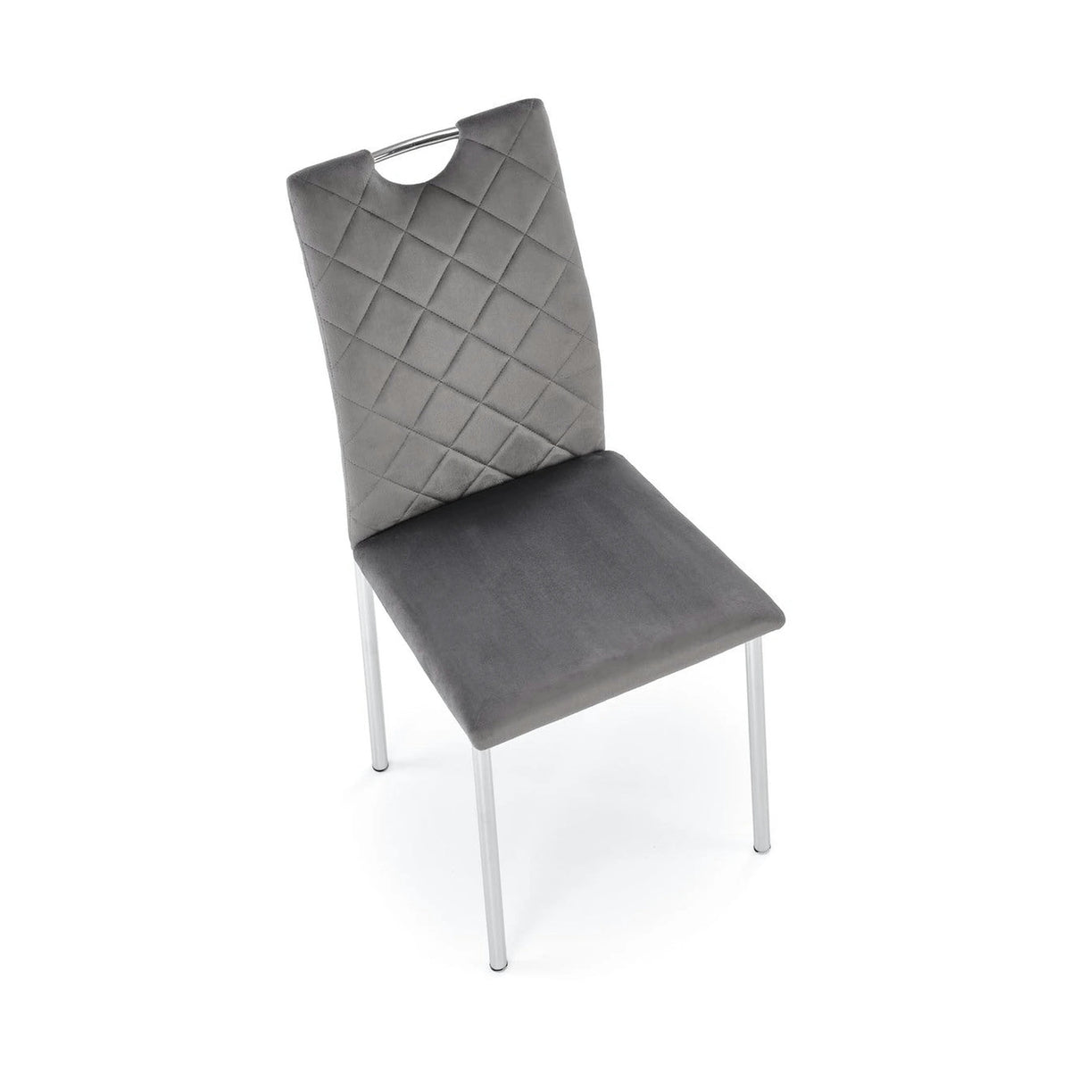 Scaun K578, gri - HLR 21/argintiu, stofa catifelata/otel, 43x53x93 cm