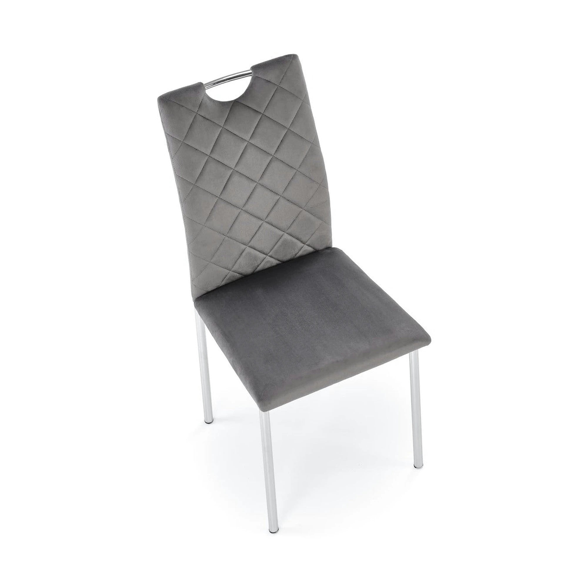 Scaun K578, gri - HLR 21/argintiu, stofa catifelata/otel, 43x53x93 cm