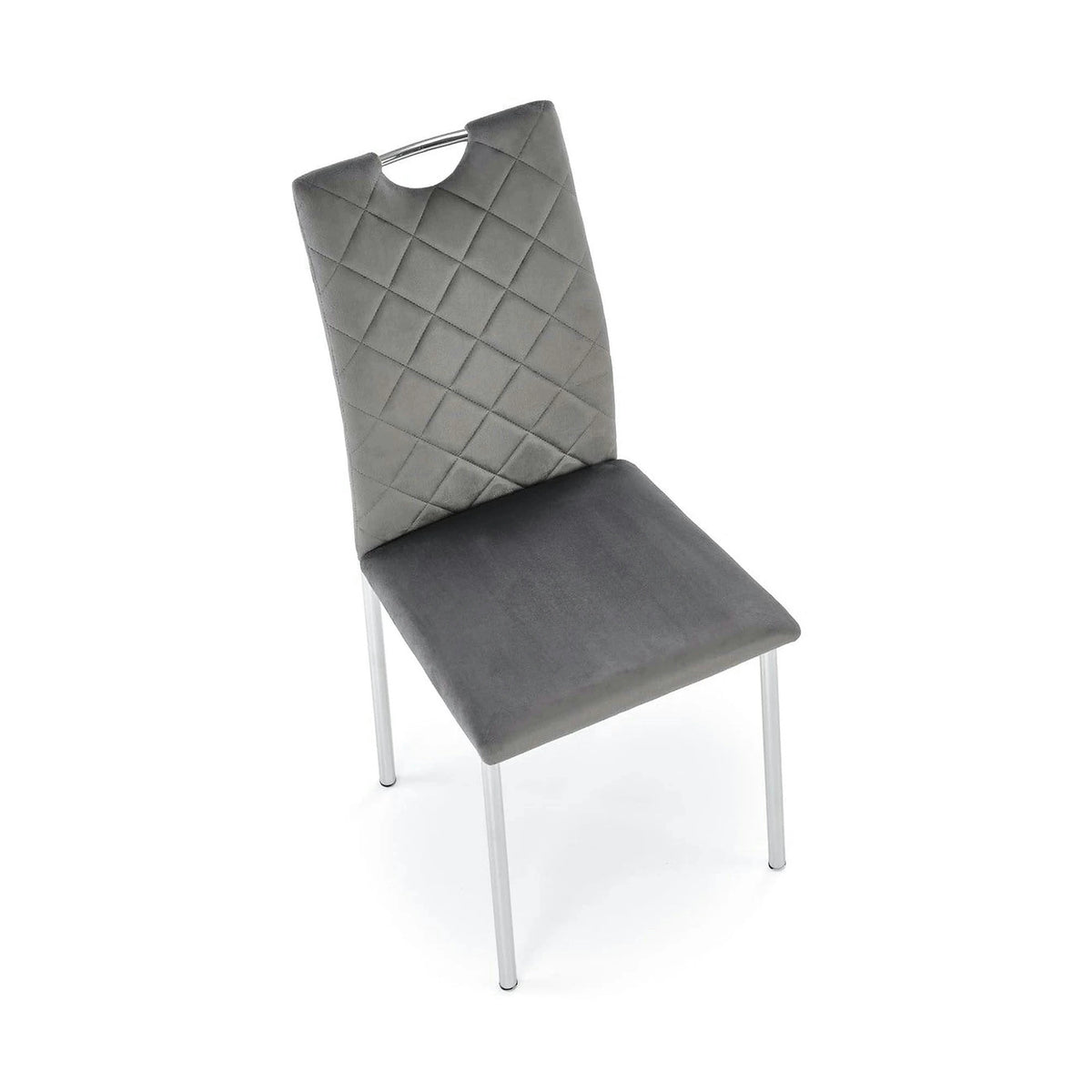 Scaun K578, gri - HLR 21/argintiu, stofa catifelata/otel, 43x53x93 cm