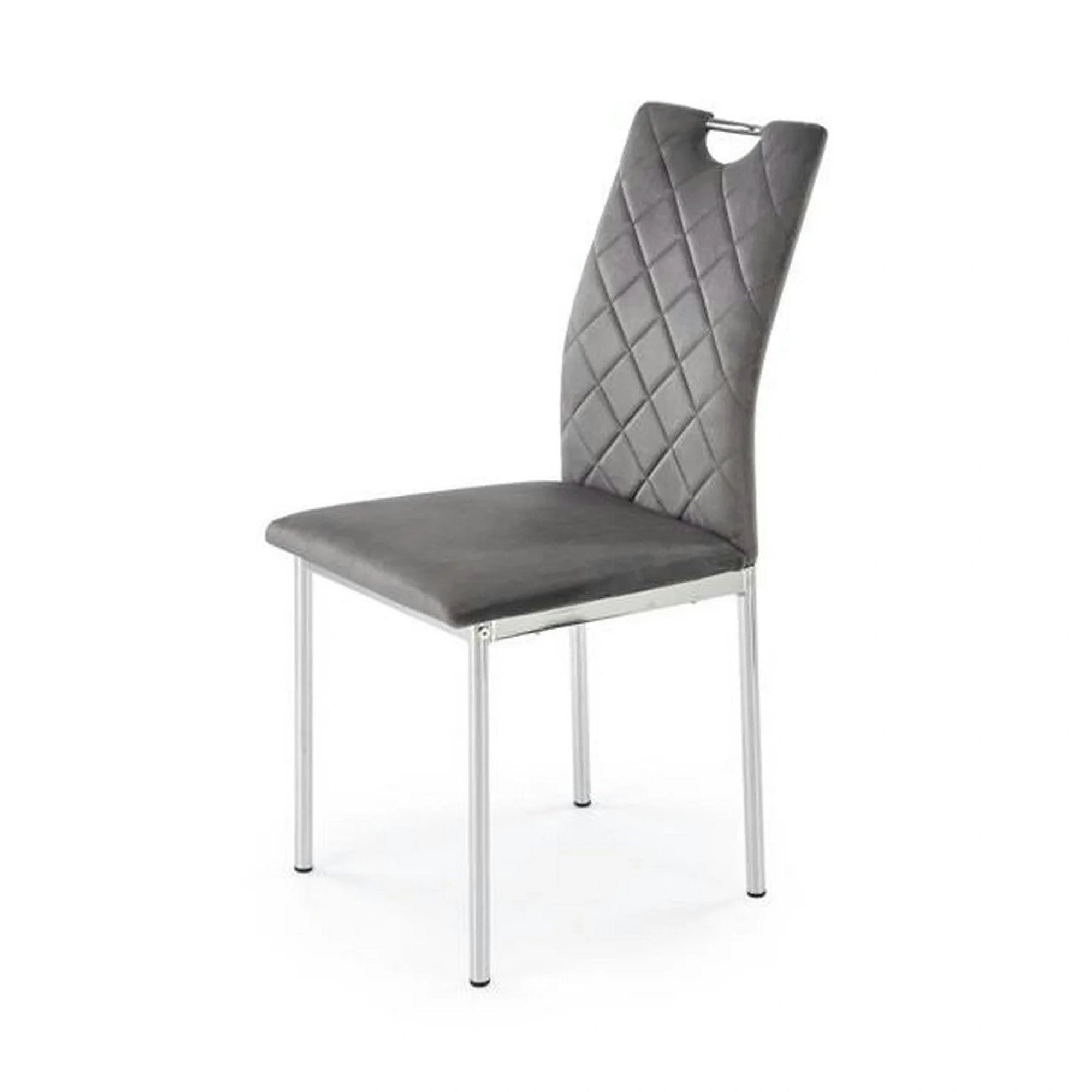 Scaun K578, gri - HLR 21/argintiu, stofa catifelata/otel, 43x53x93 cm