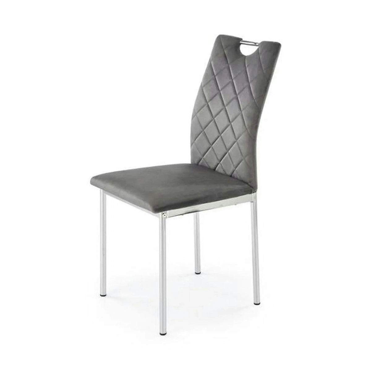 Scaun K578, gri - HLR 21/argintiu, stofa catifelata/otel, 43x53x93 cm