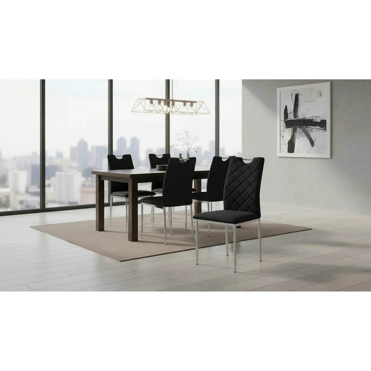 Scaun K578, negru - HLR 66/argintiu, stofa catifelata/otel, 43x53x93 cm