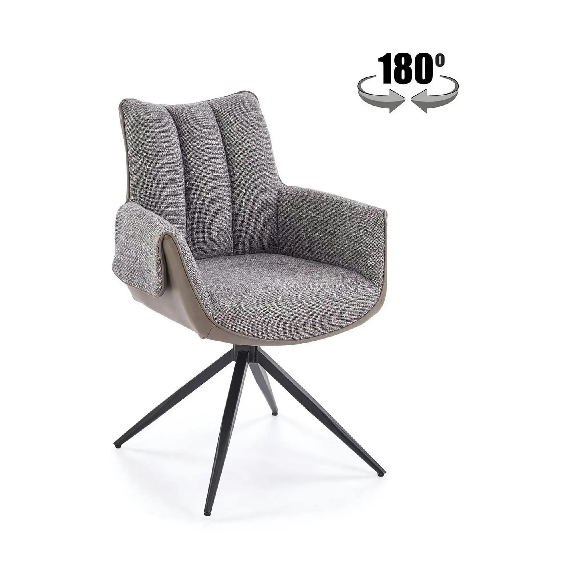 Scaun K579, gri/negru, stofa clasica/piele ecologica/otel, 65x64x87 cm