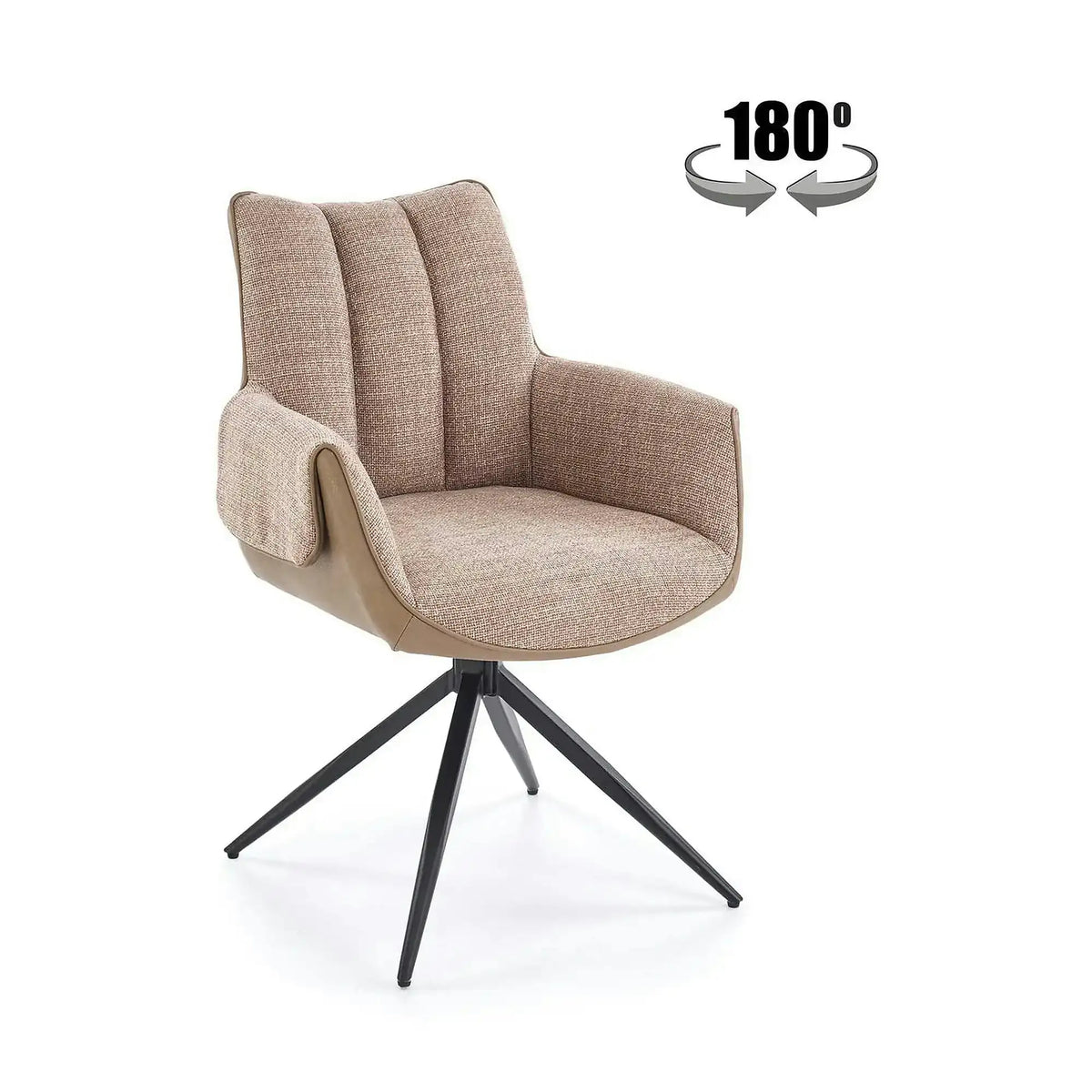 Scaun K579, maro/negru, stofa clasica/piele ecologica/otel, 65x64x87 cm