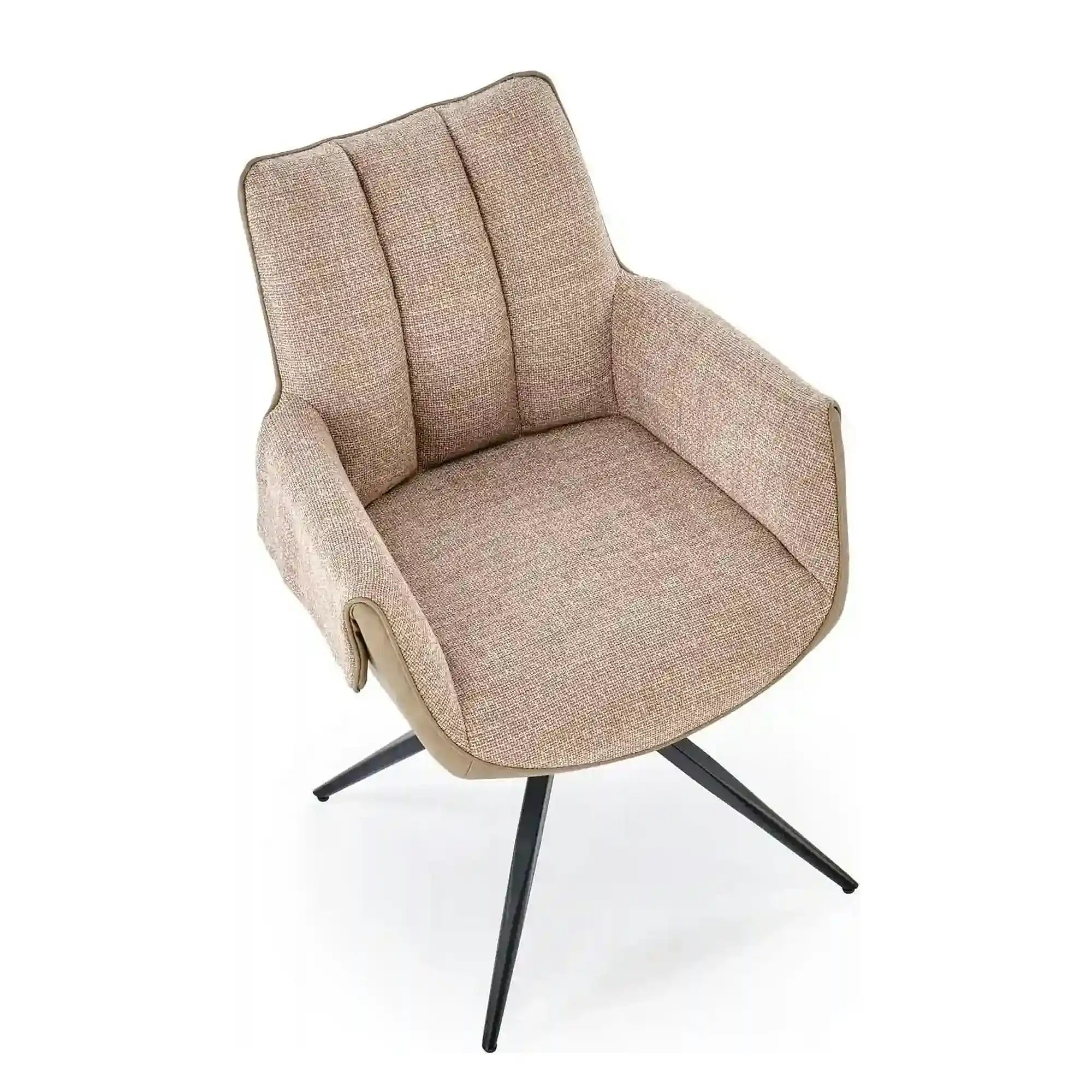 Scaun K579, maro/negru, stofa clasica/piele ecologica/otel, 65x64x87 cm