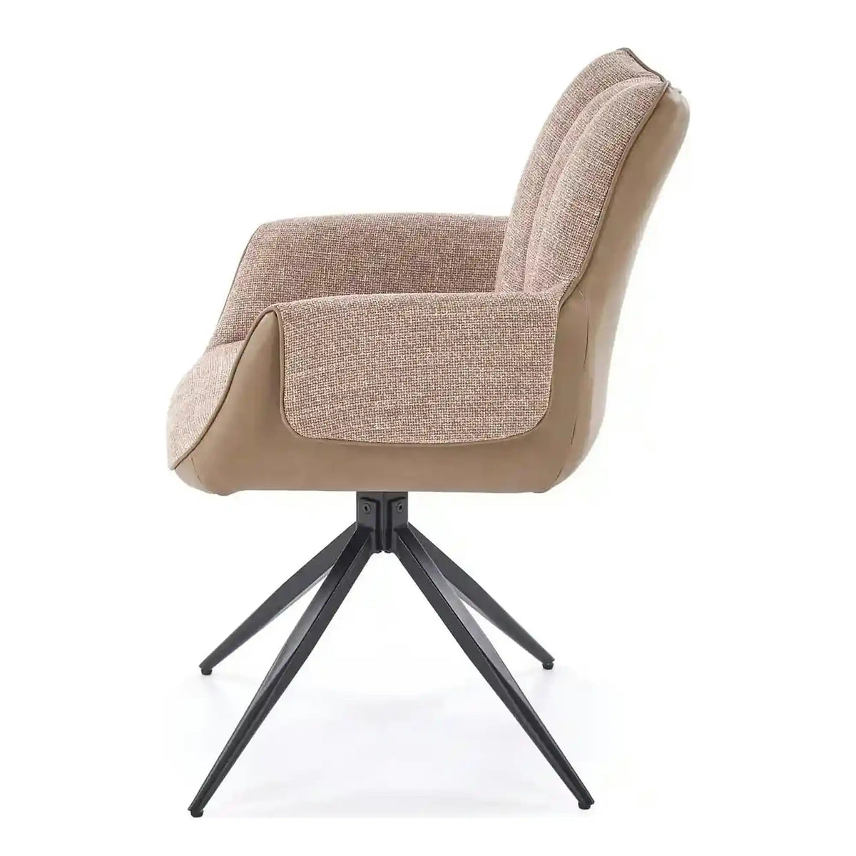 Scaun K579, maro/negru, stofa clasica/piele ecologica/otel, 65x64x87 cm