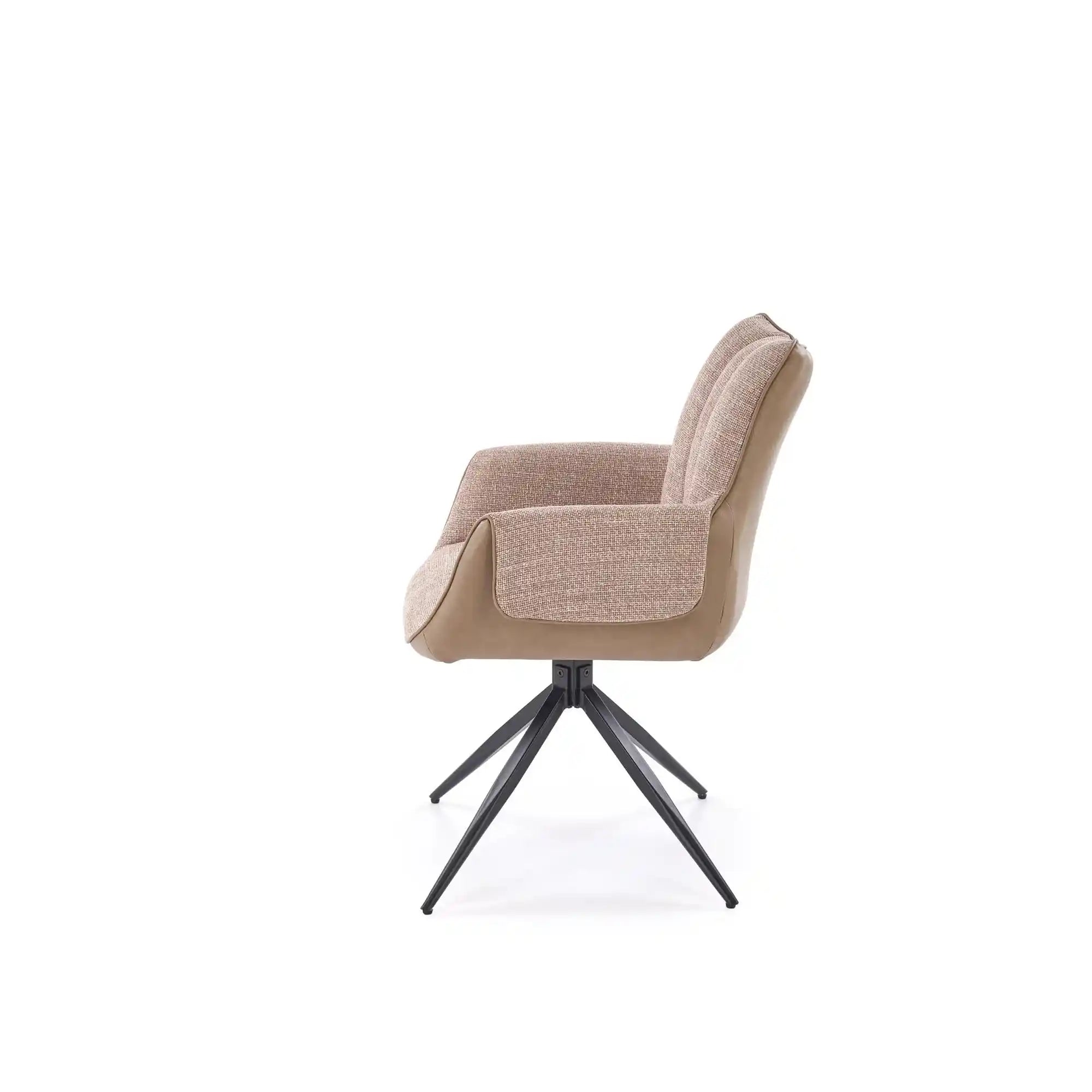 Scaun K579, maro/negru, stofa clasica/piele ecologica/otel, 65x64x87 cm