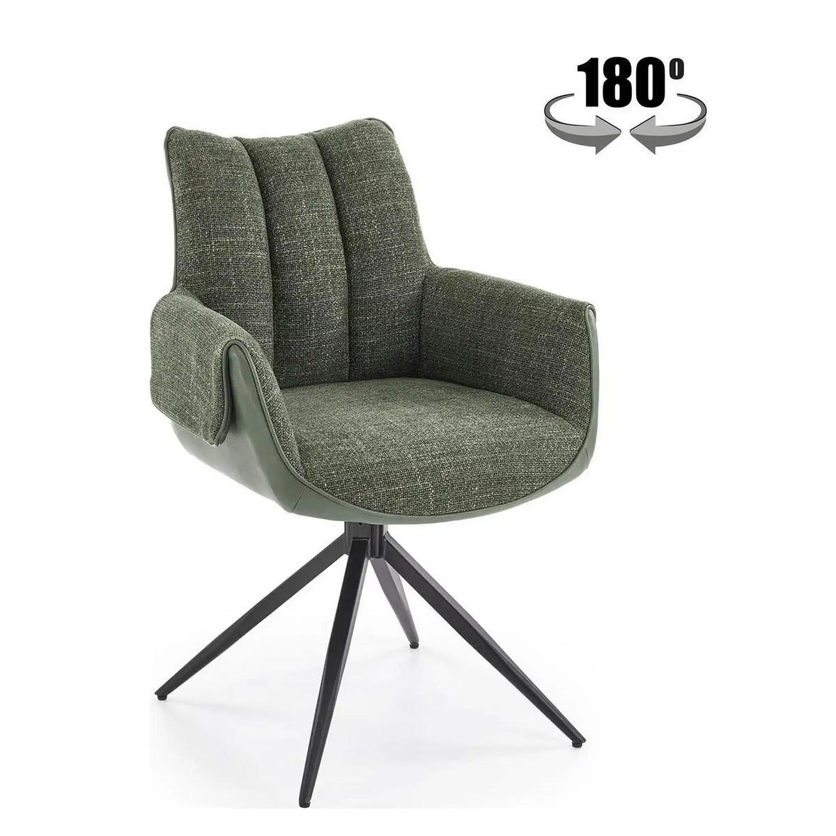 Scaun K579, verde olive/negru, stofa clasica/piele ecologica/otel, 65x64x87 cm