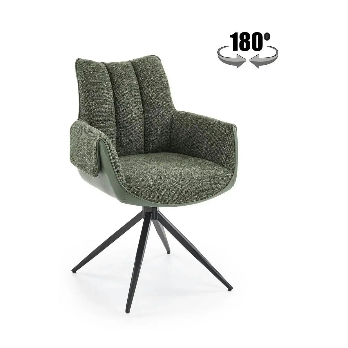 Scaun K579, verde olive/negru, stofa clasica/piele ecologica/otel, 65x64x87 cm
