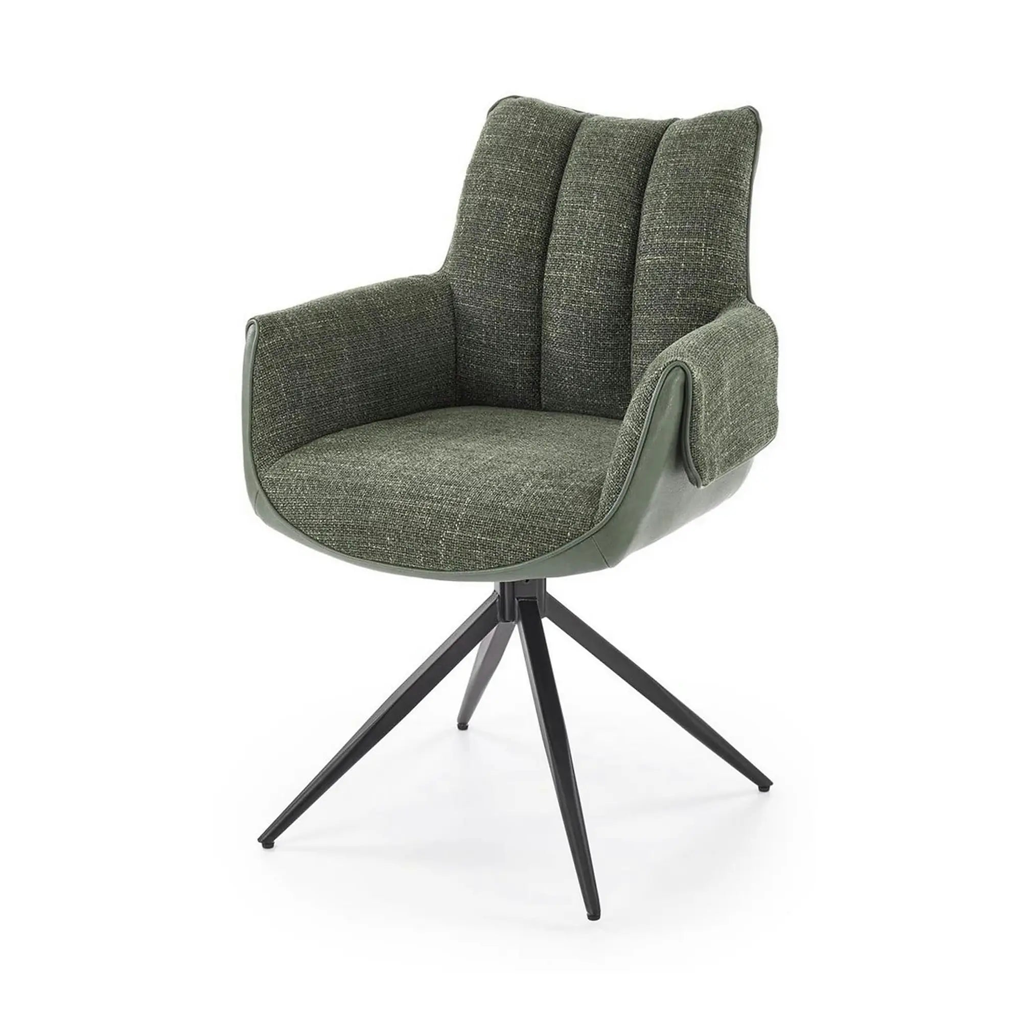 Scaun K579, verde olive/negru, stofa clasica/piele ecologica/otel, 65x64x87 cm