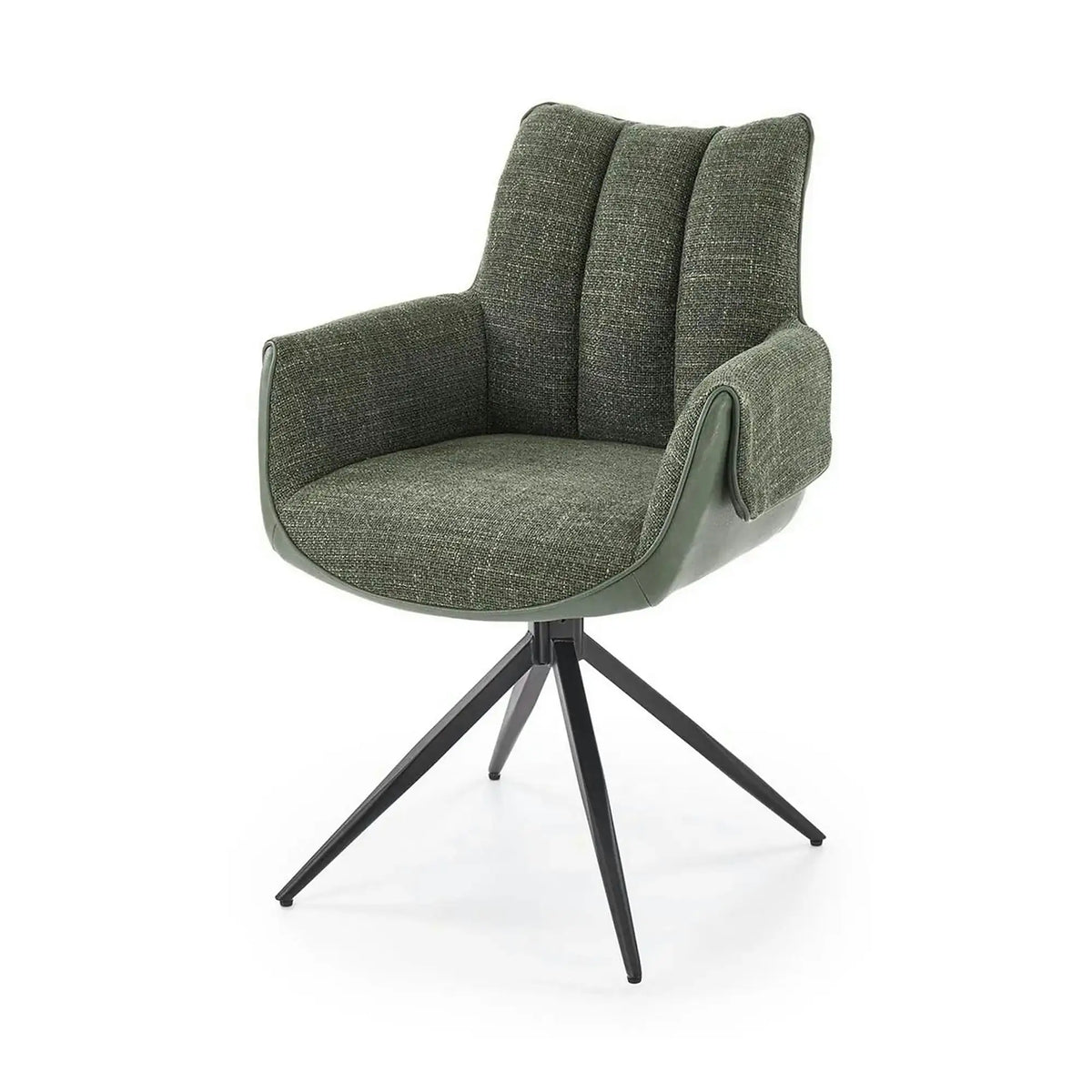 Scaun K579, verde olive/negru, stofa clasica/piele ecologica/otel, 65x64x87 cm