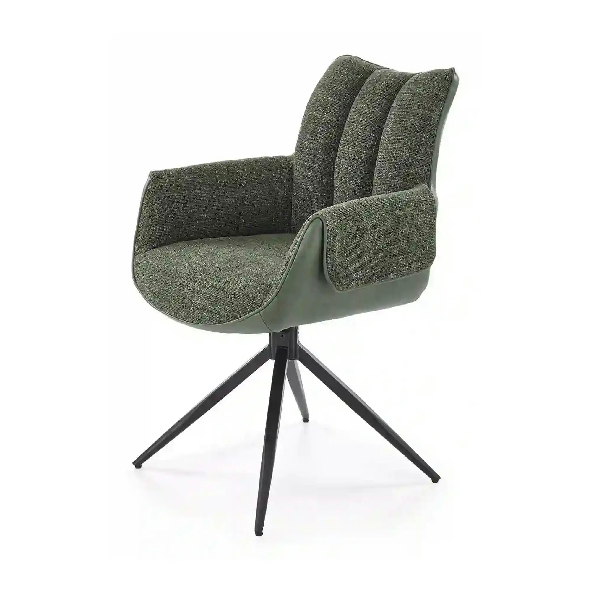 Scaun K579, verde olive/negru, stofa clasica/piele ecologica/otel, 65x64x87 cm