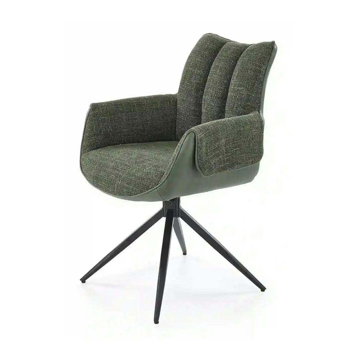 Scaun K579, verde olive/negru, stofa clasica/piele ecologica/otel, 65x64x87 cm