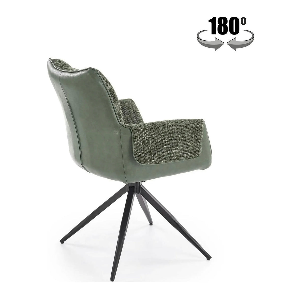 Scaun K579, verde olive/negru, stofa clasica/piele ecologica/otel, 65x64x87 cm