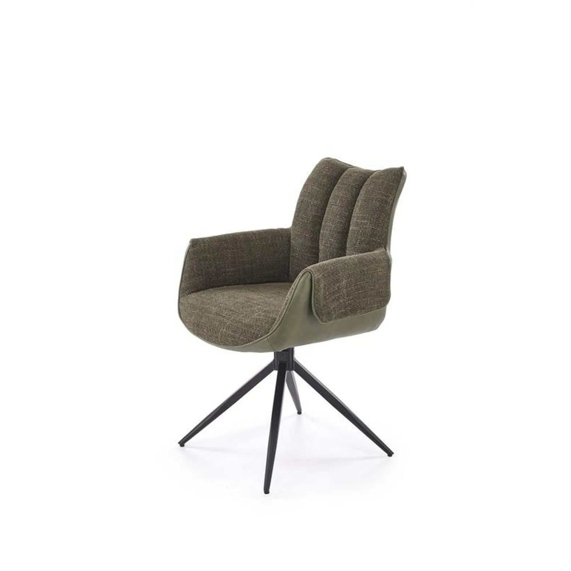 Scaun K579, verde olive/negru, stofa clasica/piele ecologica/otel, 65x64x87 cm