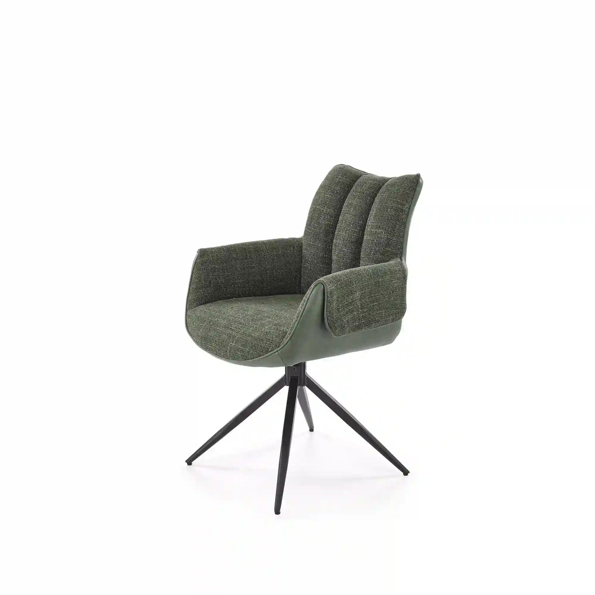 Scaun K579, verde olive/negru, stofa clasica/piele ecologica/otel, 65x64x87 cm