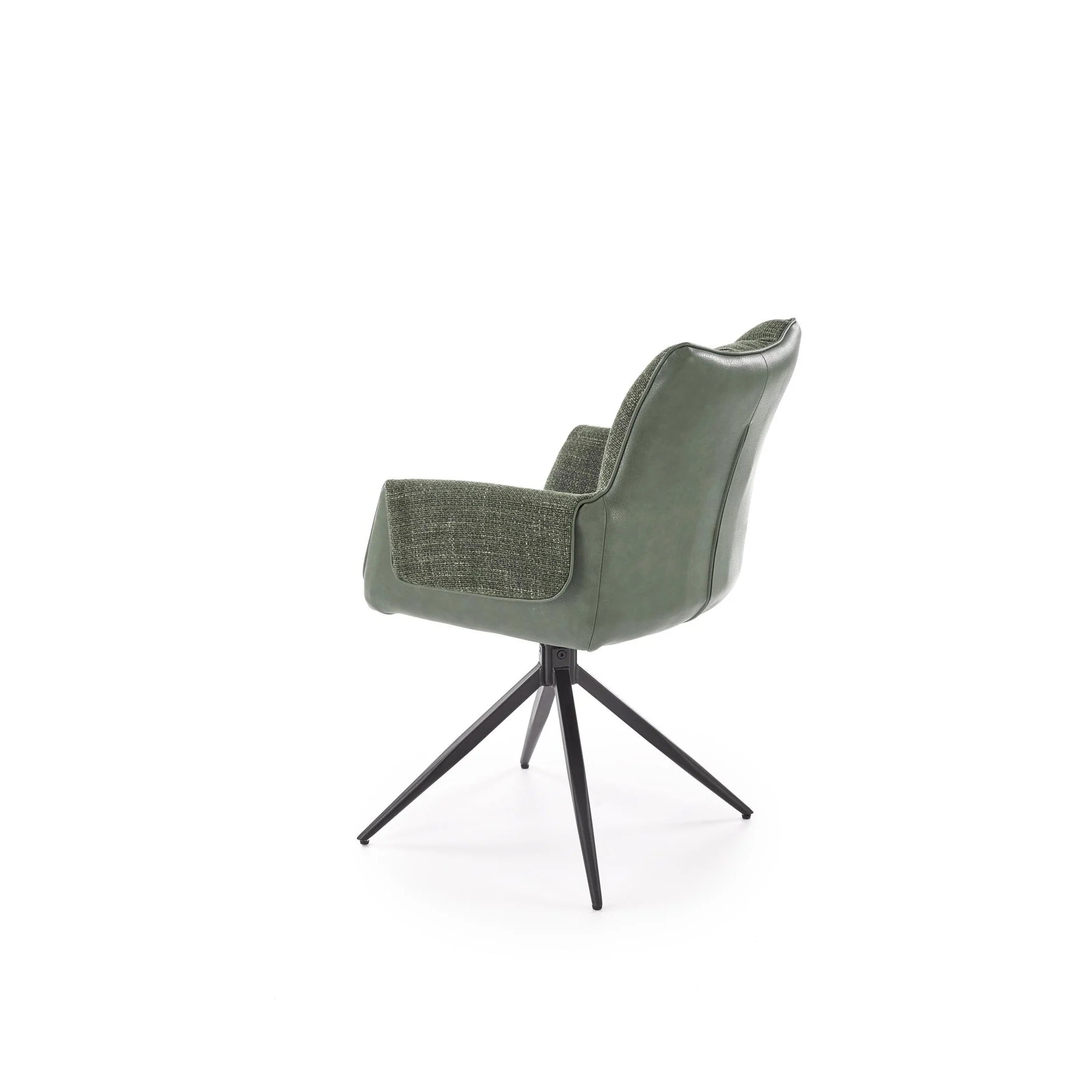 Scaun K579, verde olive/negru, stofa clasica/piele ecologica/otel, 65x64x87 cm