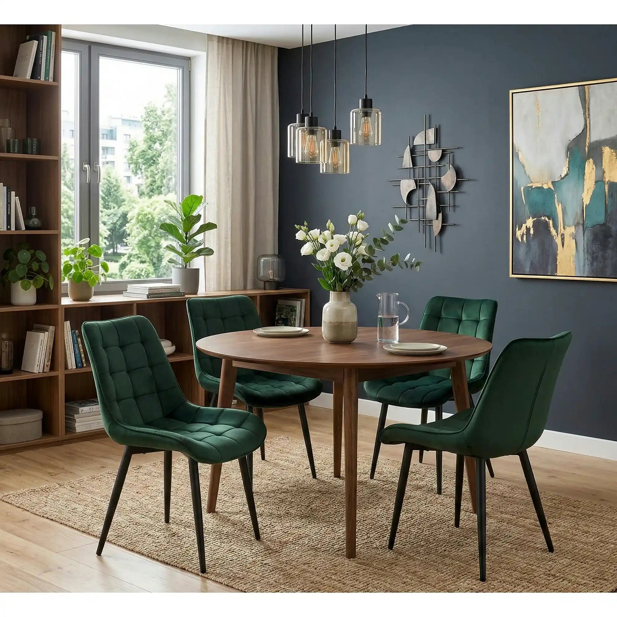 Scaun K580, verde inchis - HLR 57, stofa catifelata/otel, 51x61x85 cm