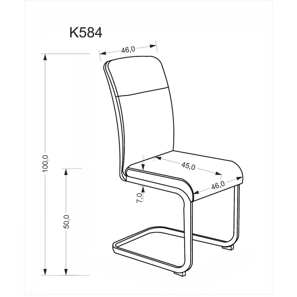 Scaun K584, bej/casmir, stofa clasica/otel, 46x60x100 cm