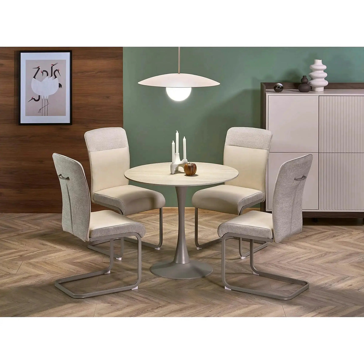 Scaun K584, bej/casmir, stofa clasica/otel, 46x60x100 cm