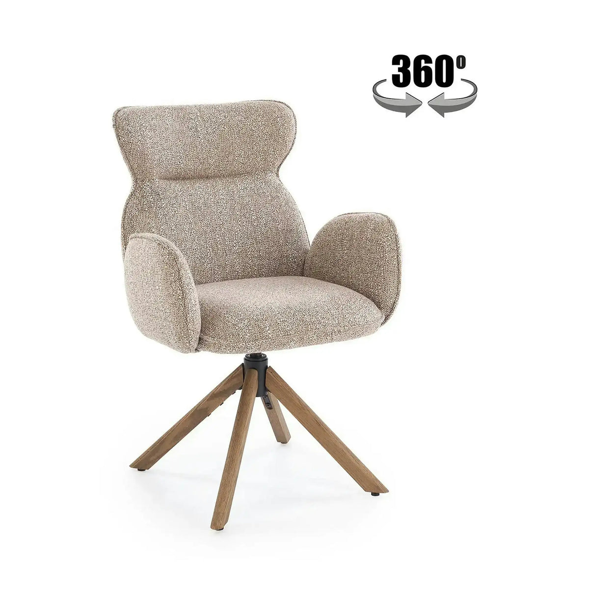 Scaun K585, bej inchis/nuc, stofa clasica/lemn, 63x64x93 cm
