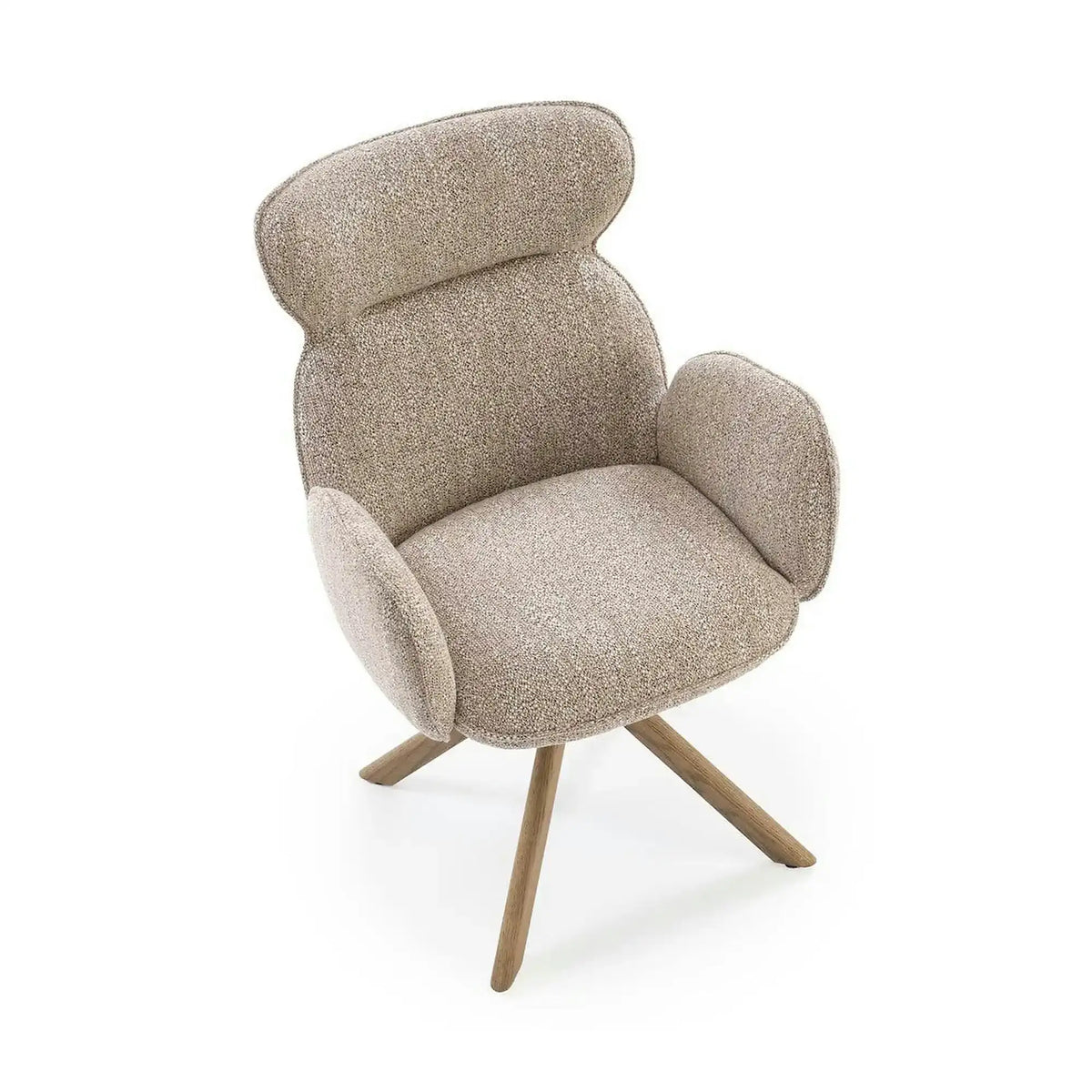 Scaun K585, bej inchis/nuc, stofa clasica/lemn, 63x64x93 cm