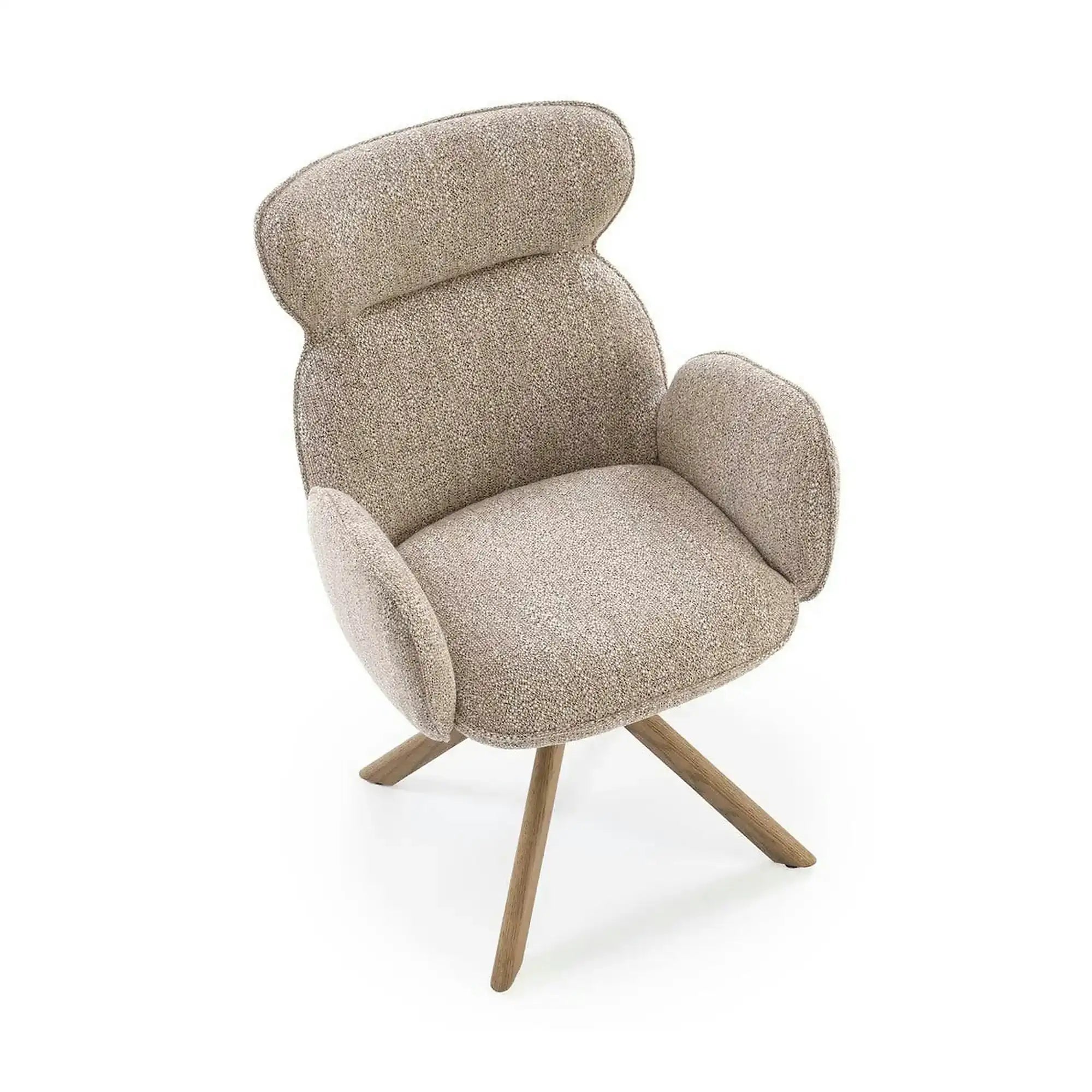Scaun K585, bej inchis/nuc, stofa clasica/lemn, 63x64x93 cm