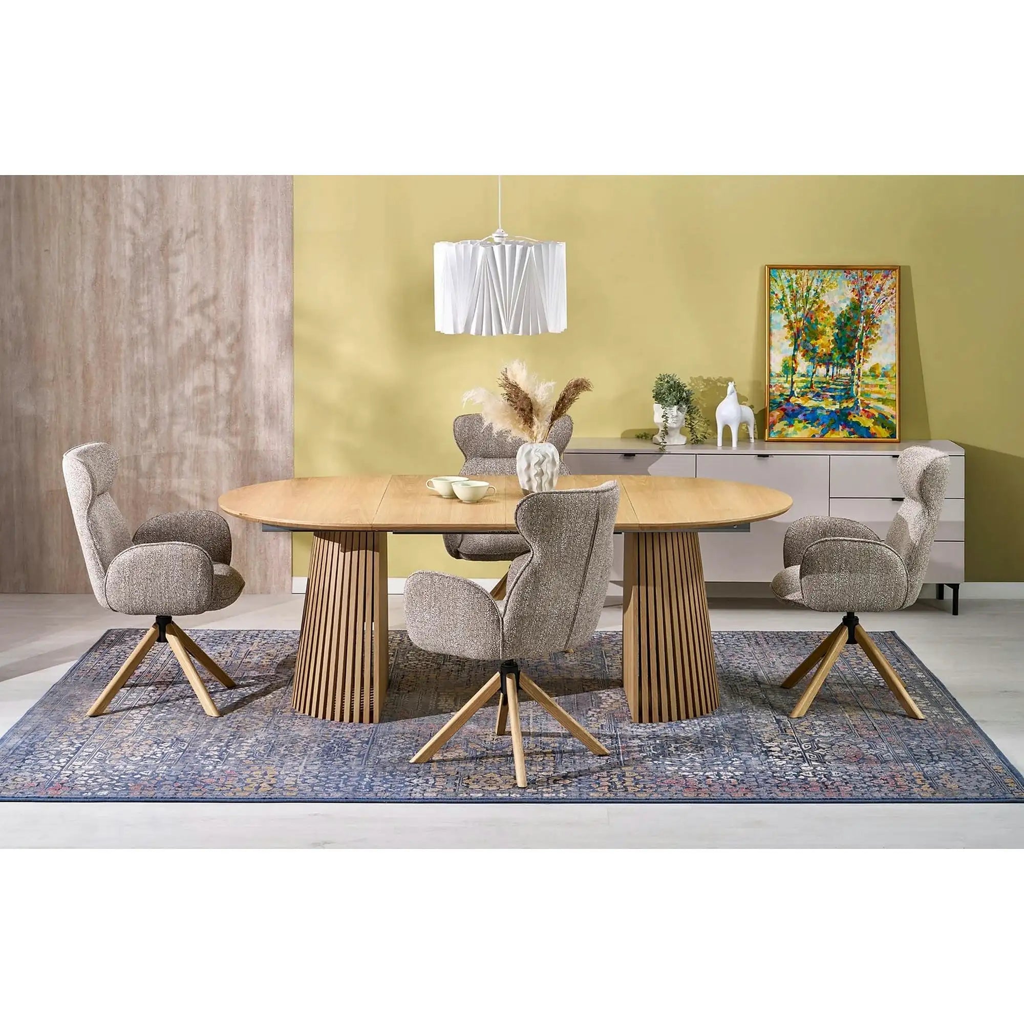 Scaun K585, bej inchis/stejar, stofa clasica/lemn, 63x64x93 cm