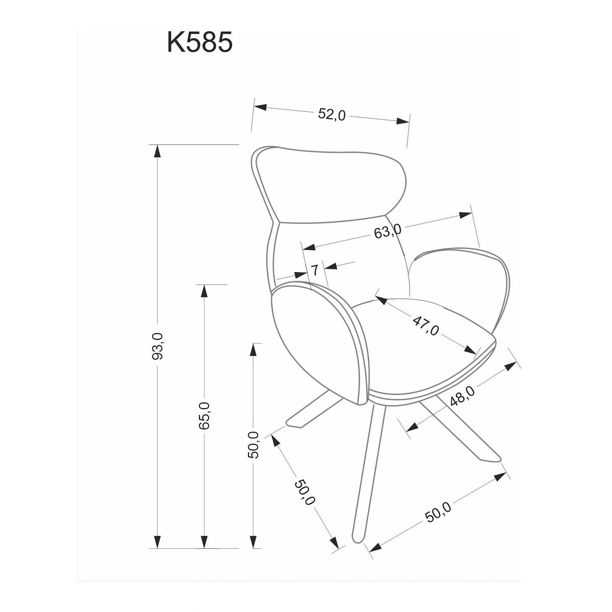 Scaun K585, bej inchis/stejar, stofa clasica/lemn, 63x64x93 cm