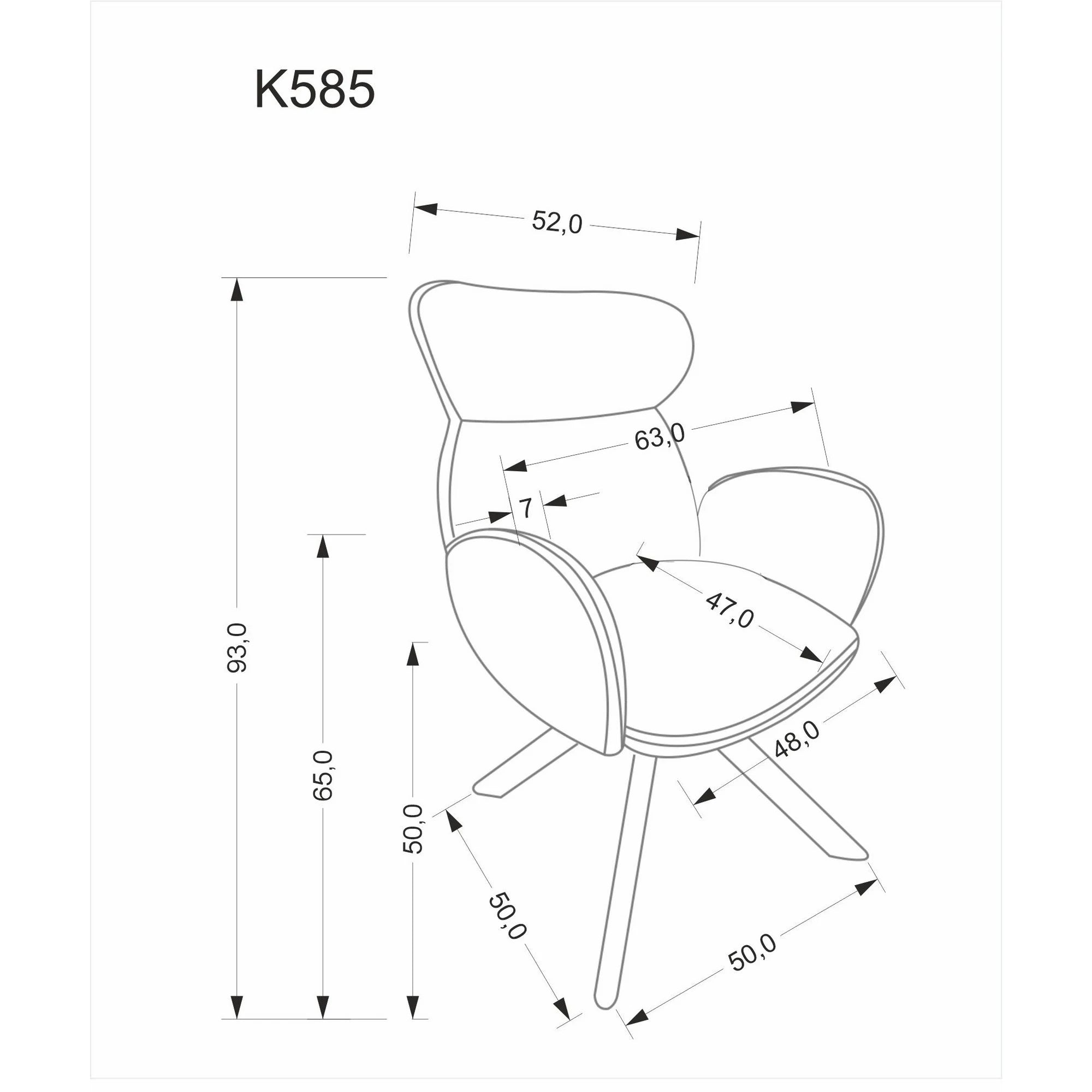 Scaun K585, bej inchis/stejar, stofa clasica/lemn, 63x64x93 cm