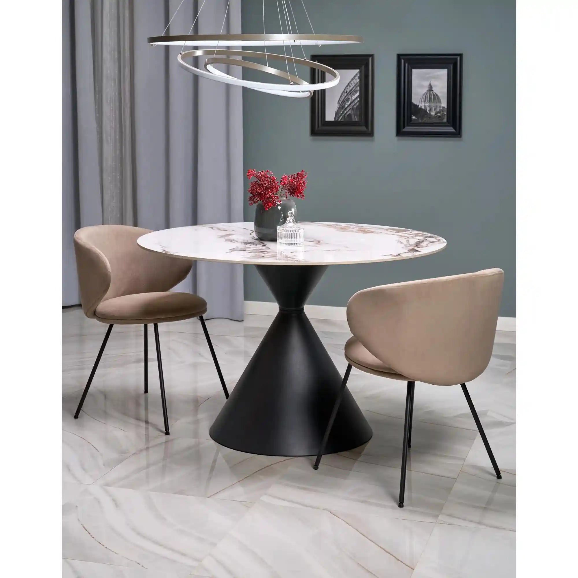 Scaun K587, bej - Mavel 38, stofa catifelata/otel, 60x58x77 cm