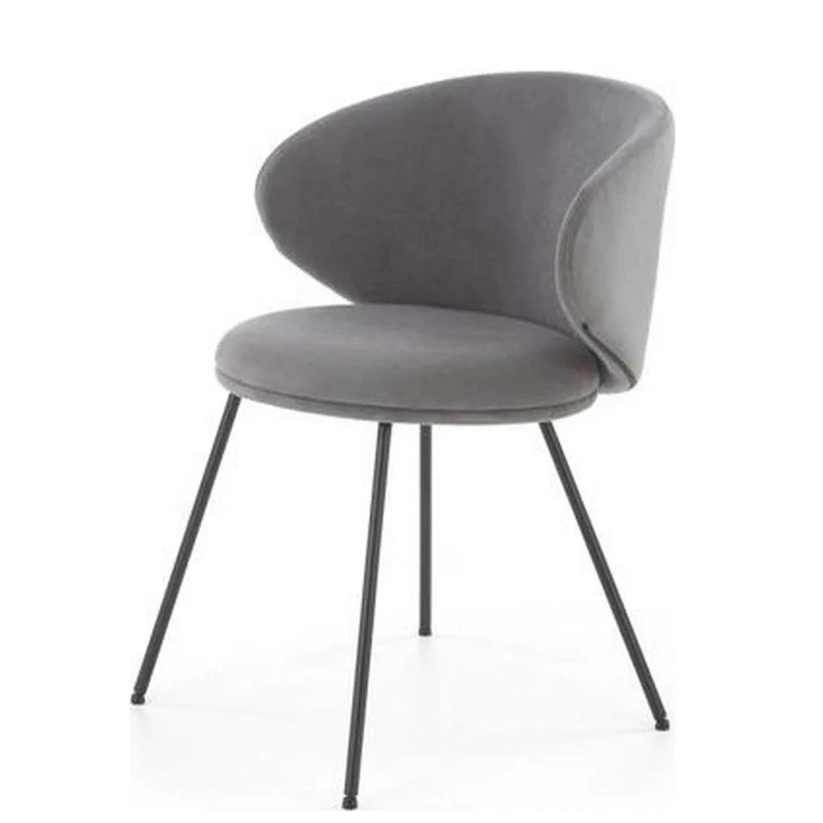 Scaun K587, gri - Mavel 14, stofa catifelata/otel, 60x58x77 cm