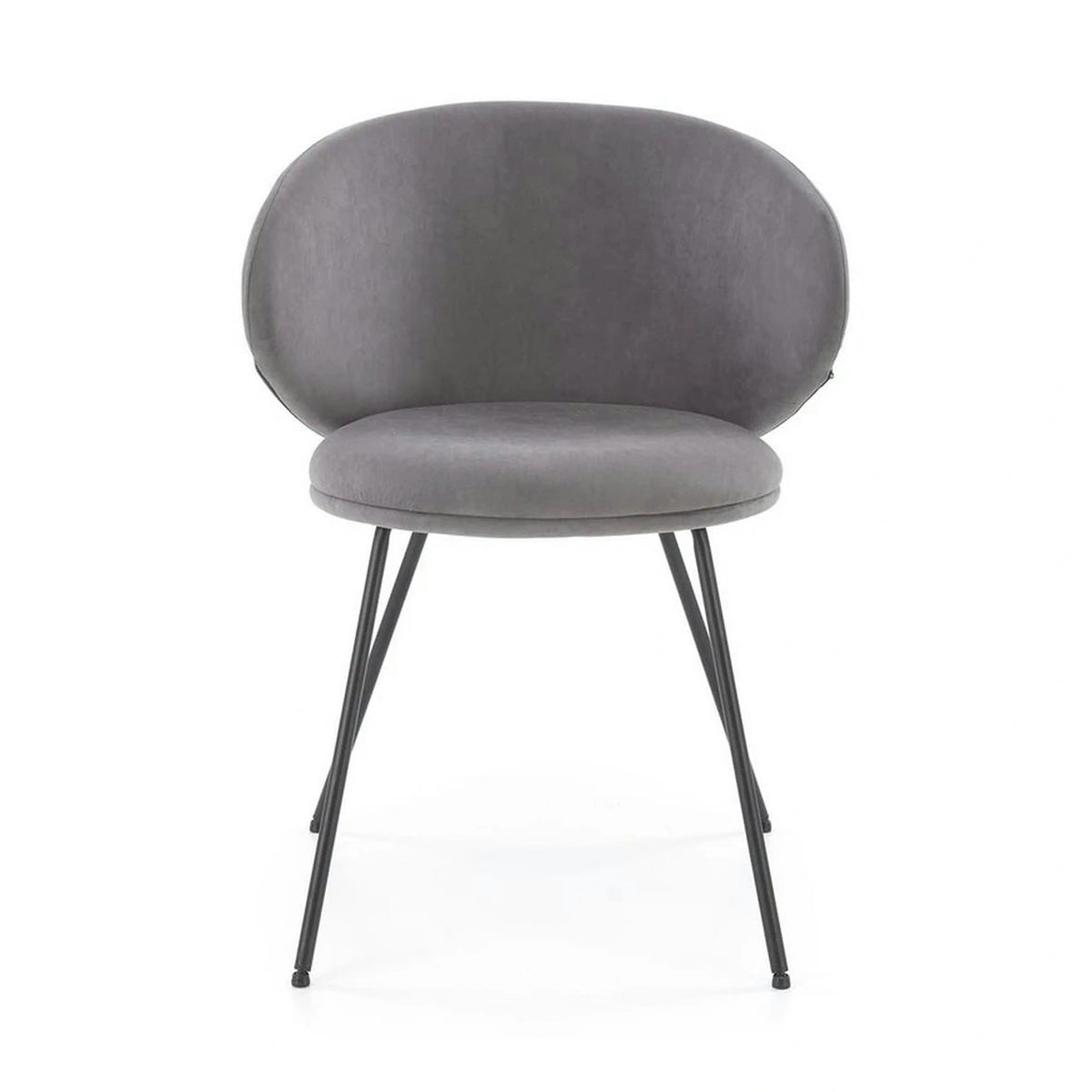Scaun K587, gri - Mavel 14, stofa catifelata/otel, 60x58x77 cm