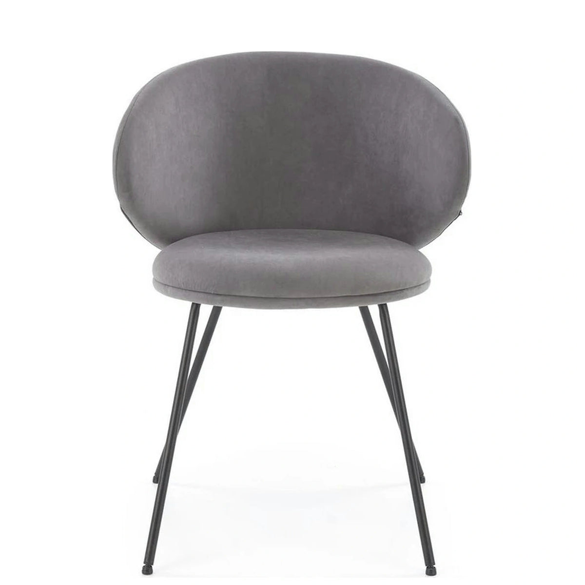 Scaun K587, gri - Mavel 14, stofa catifelata/otel, 60x58x77 cm
